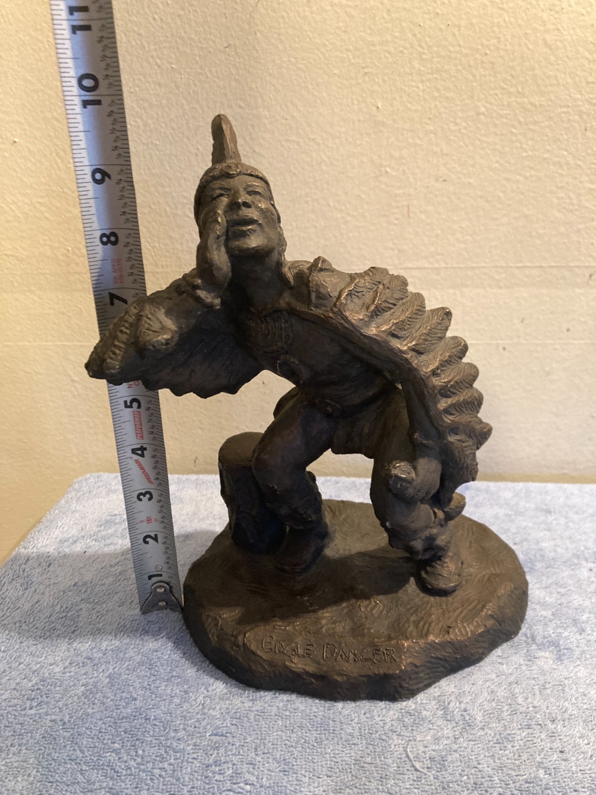 VINTAGE ESTATE FIND EAGLE DANCER NATIVE AMERICAN METAL SCULPTURE FIGURINE