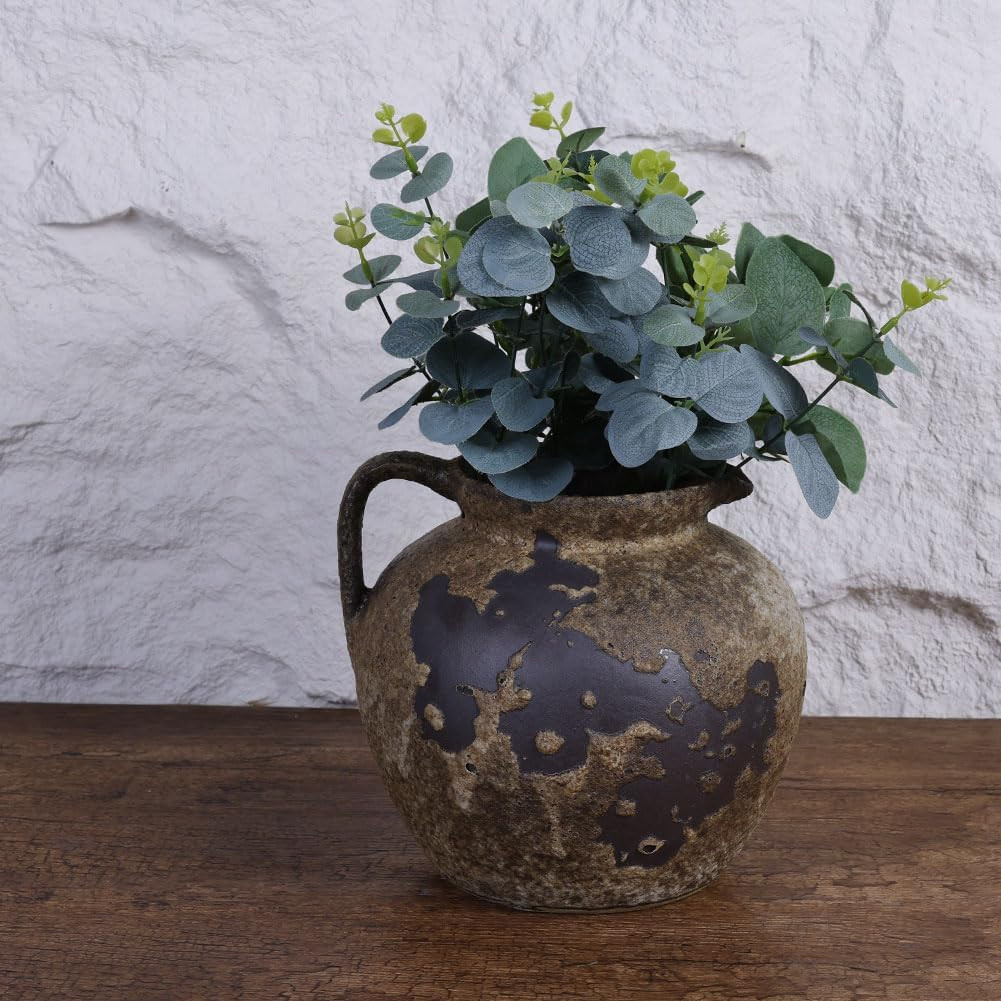 Rustic Wabi Sabi Vintage Vase – 7.9″ Tall Decorative Pottery for Home Decor