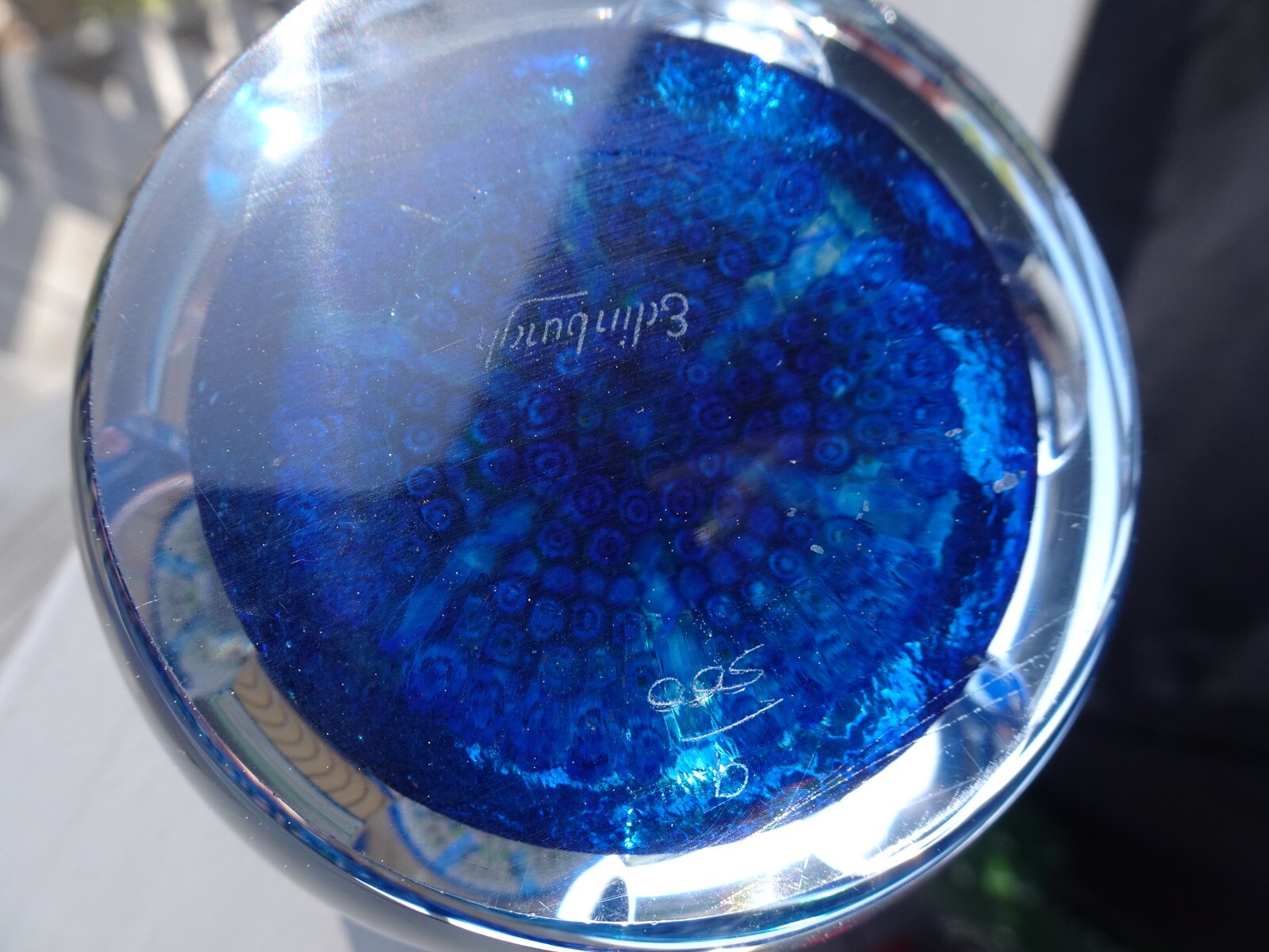 #9/500 Caithness for Edinburgh Crystal Turquoise Delight Millefiori Paperweight