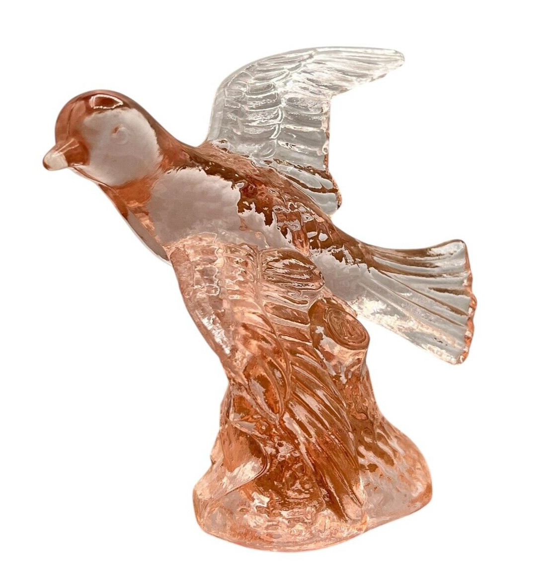 Mosser Glass Pink Peach 1976-2001 Bird in Flight Figurine #175