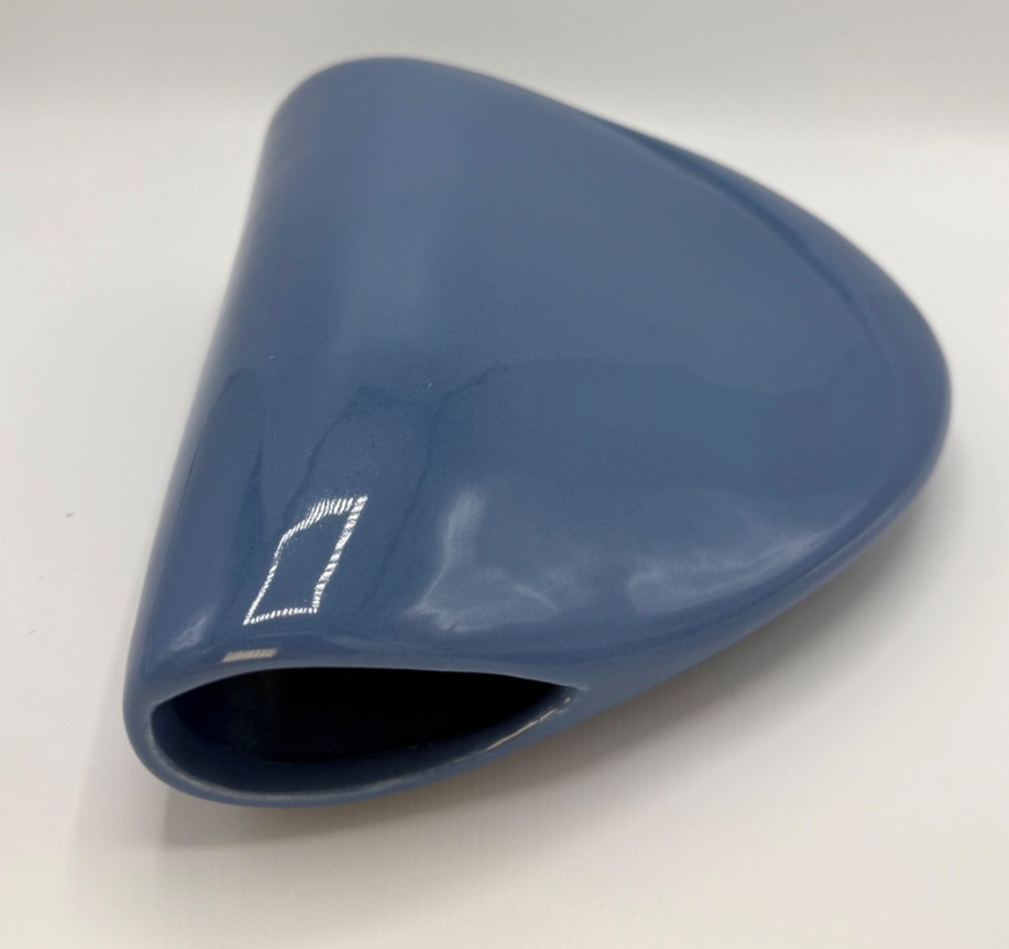 1986 HAEGER Pottery BLUE Sculptural 10″ Artech Vase with Label, VTG Postmodern