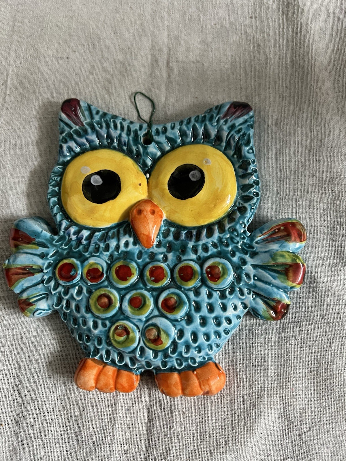 Vietri Italian Pottery Multicolor Owl 5” Wall Plaque