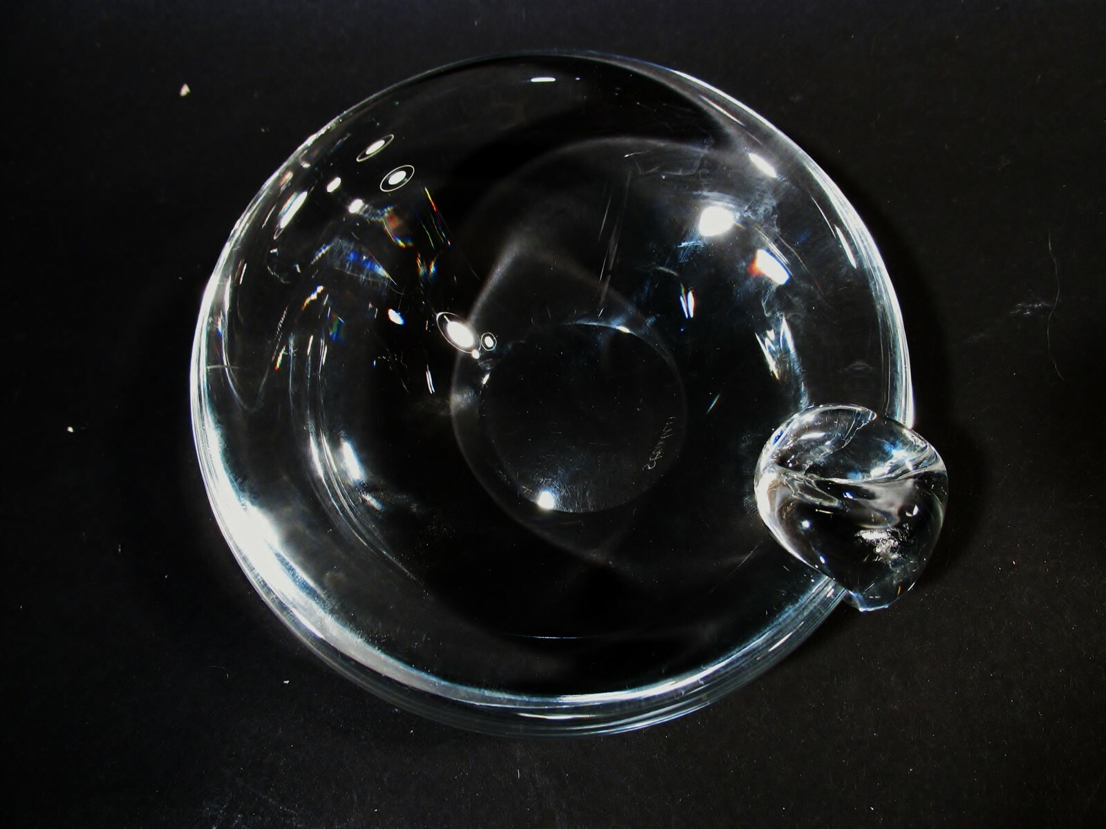 1952 Steuben Crystal 5.25” Sloping Cendrier Ashtray David Hicks Midcentury