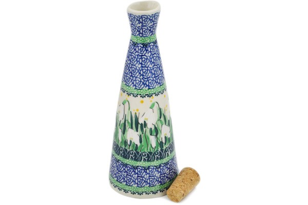 Polish Pottery Bottle 7 oz Snowdrops UNIKAT-Artisanimports|7081