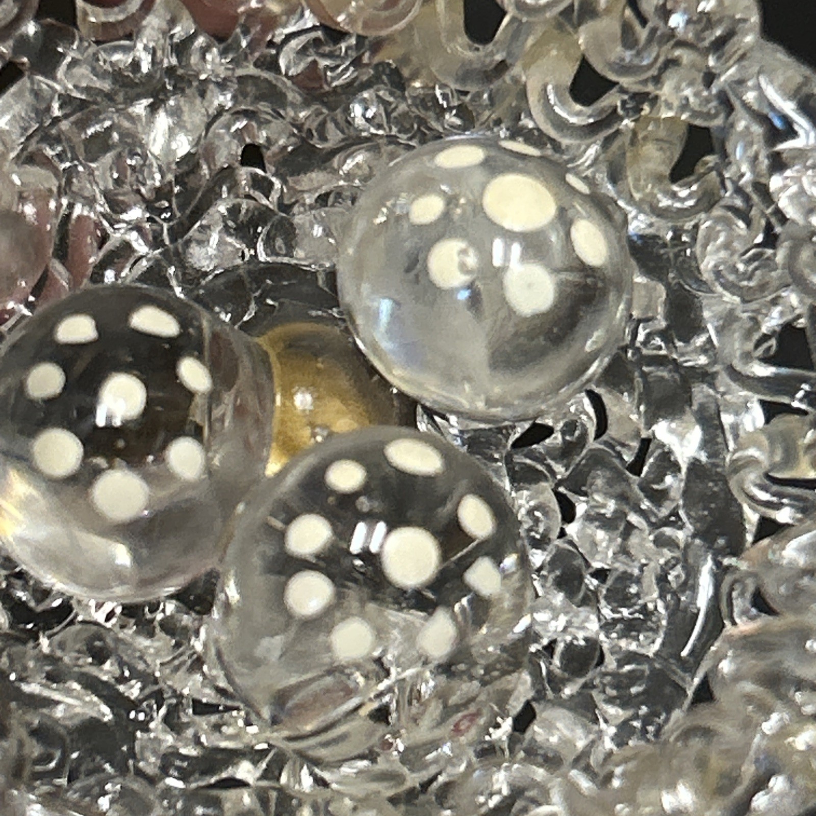 Vintage Collectible Miniature Spun Glass Birds Nest w/Bird and Speckled Eggs
