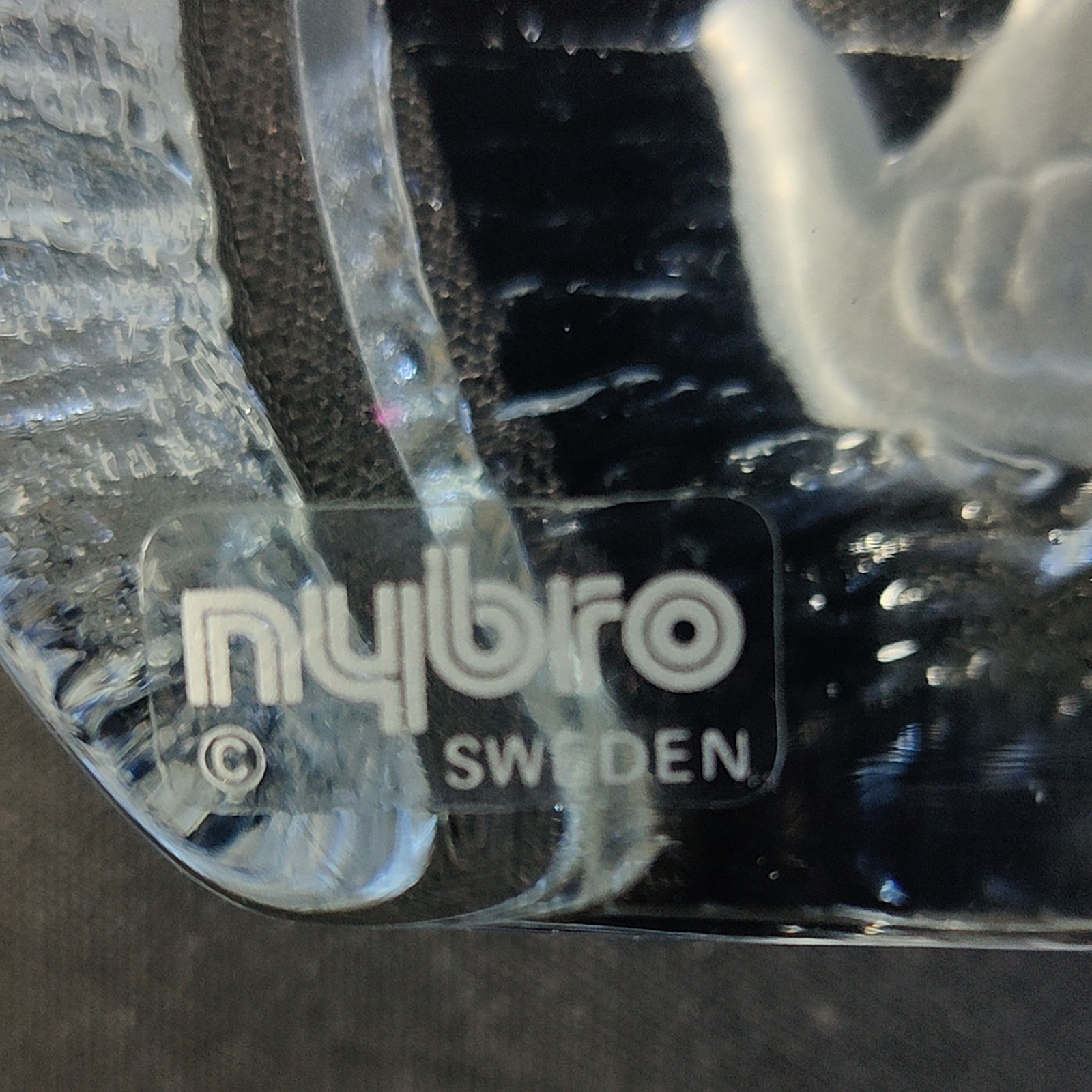 NYBRO VIKING SHIPS SCULPTURE, Intaglio Crystal, 5 1/4″, Sweden, SIGNED