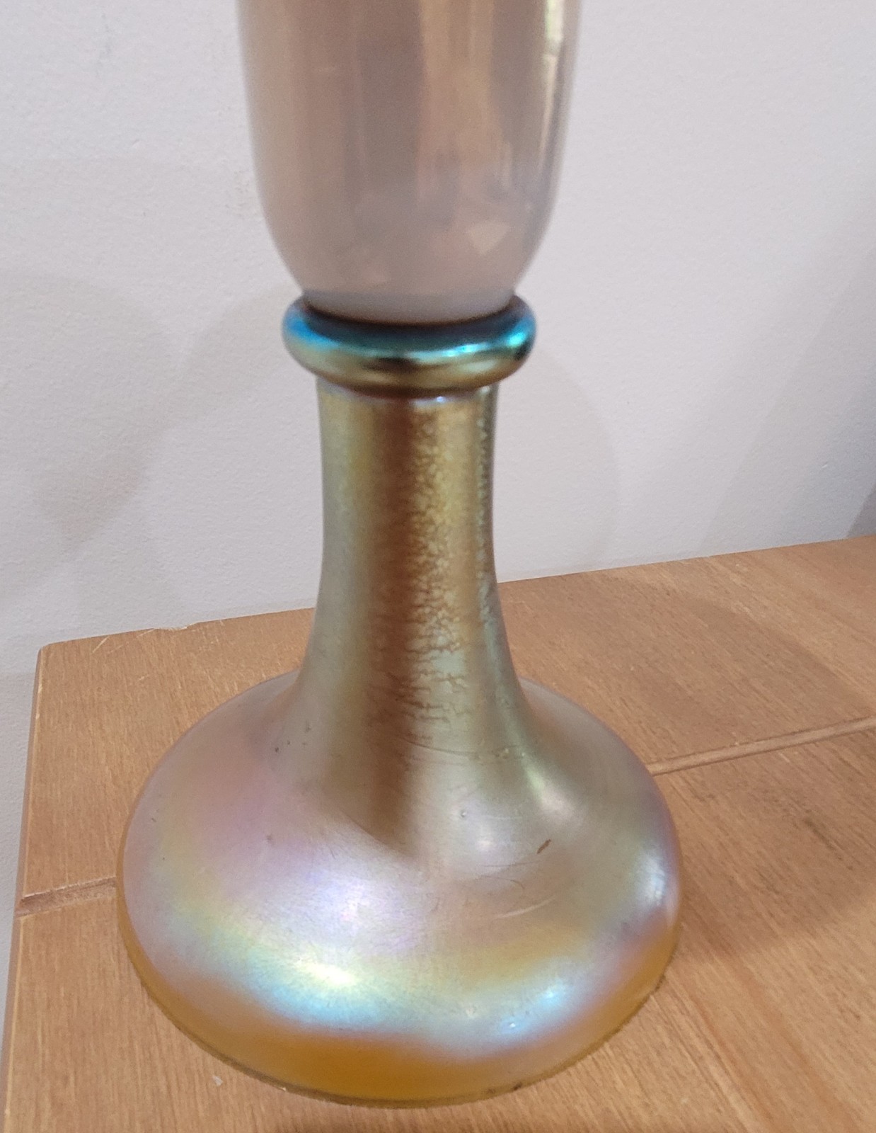 Steuben Candlestick Iridescent Art Nouveau Glass Calcite And Aurene