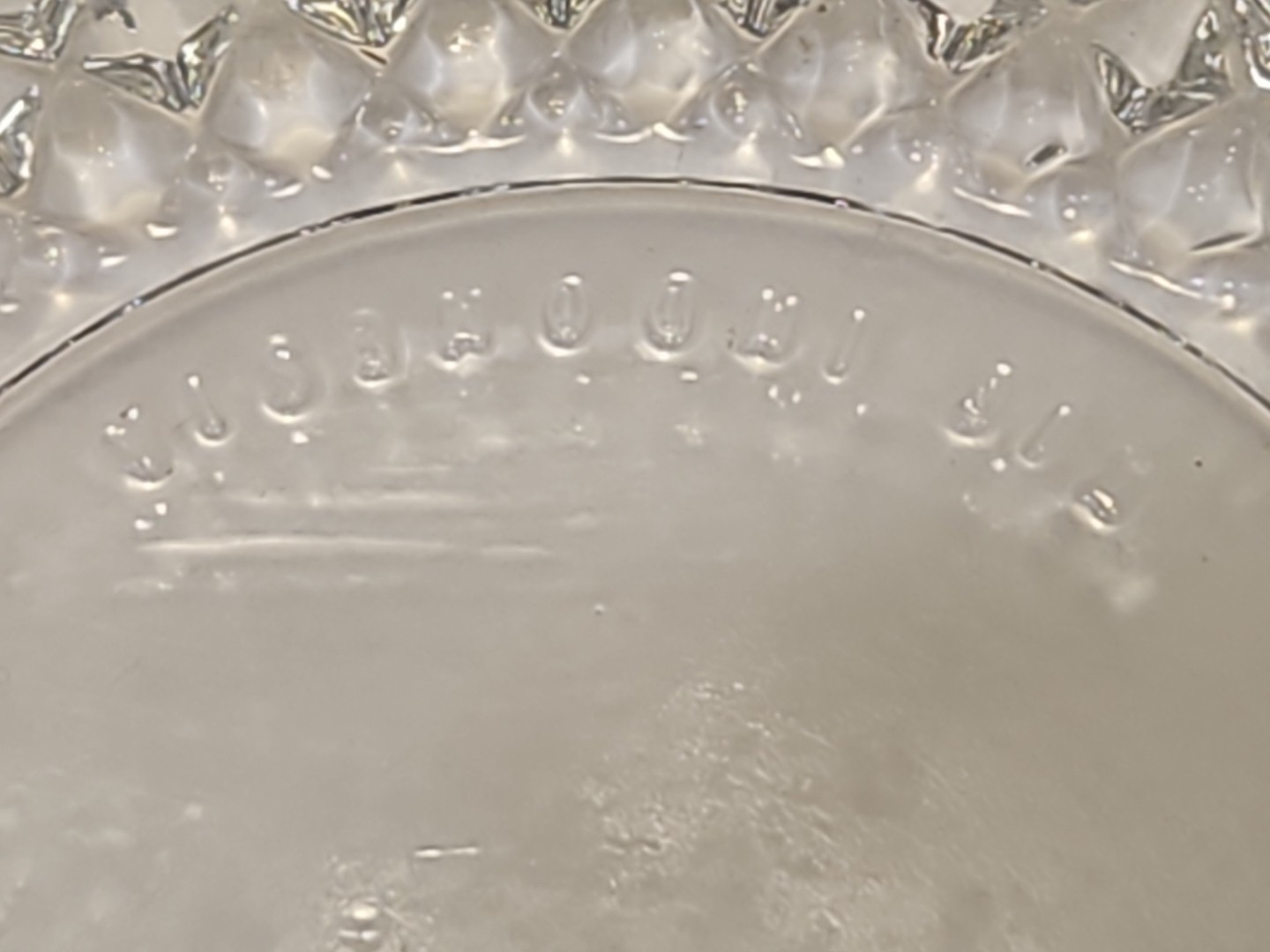 Vintage KIG Indonesia Diamond Pressed Glass Clear Round Ashtray Heavy Cigar