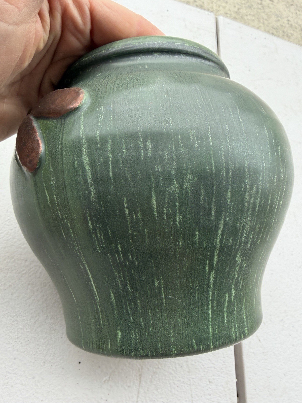 Ephraim Pottery 2001 Copper Dragonfly Vase, 5.5” Tall