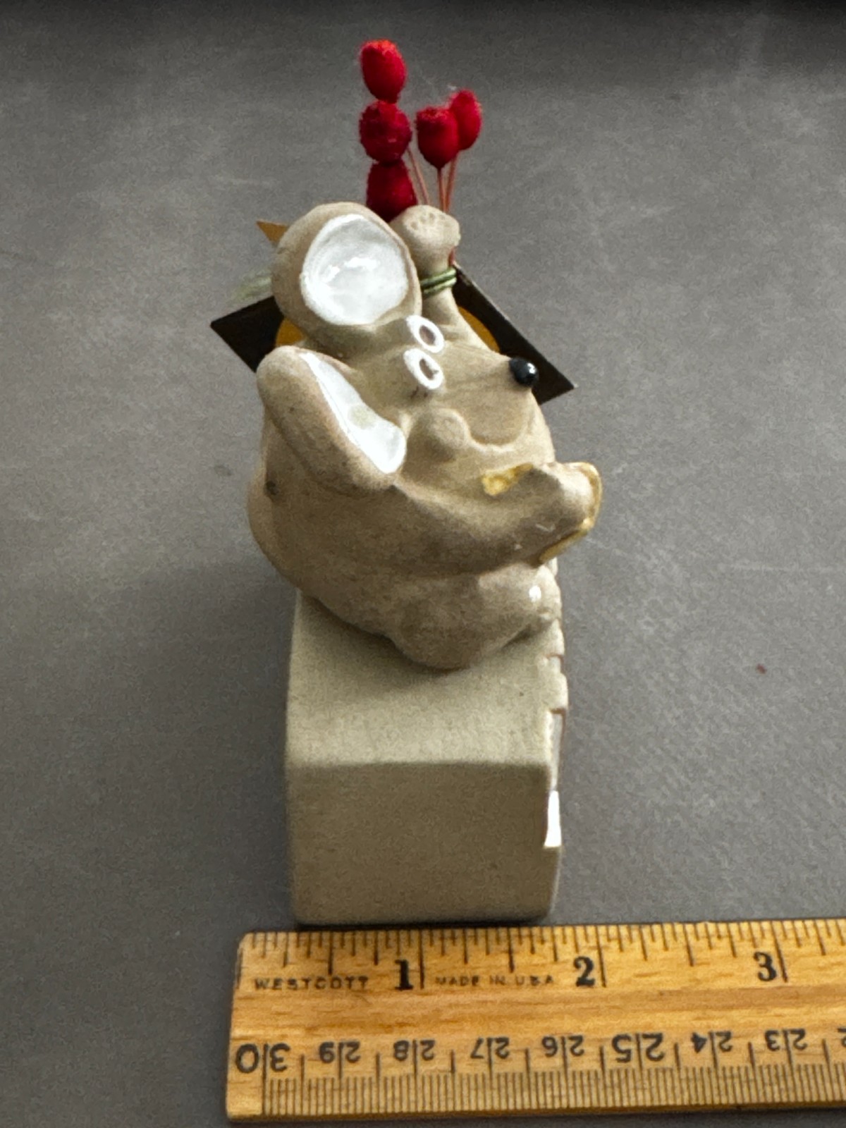 POTTERY CRAFT HAPPY BIRTHDAY MAXIE MOUSE CLAY MENAGERIE FIGURINE VTG