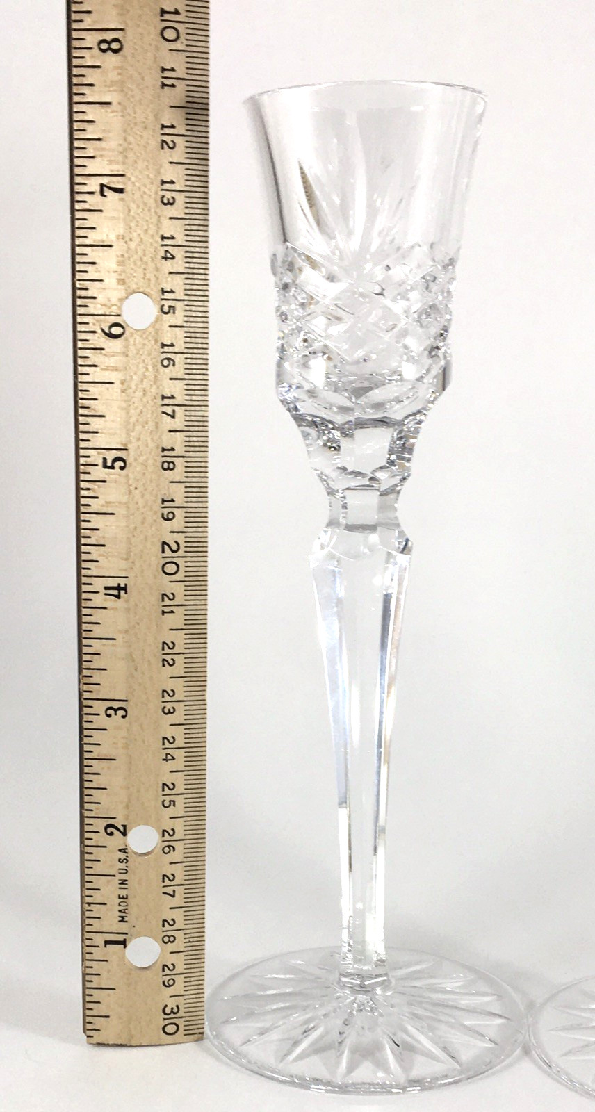 2 Essex Candle Sticks 24% Lead Crystal Clear Industries Fan & Crisscross 1997-13