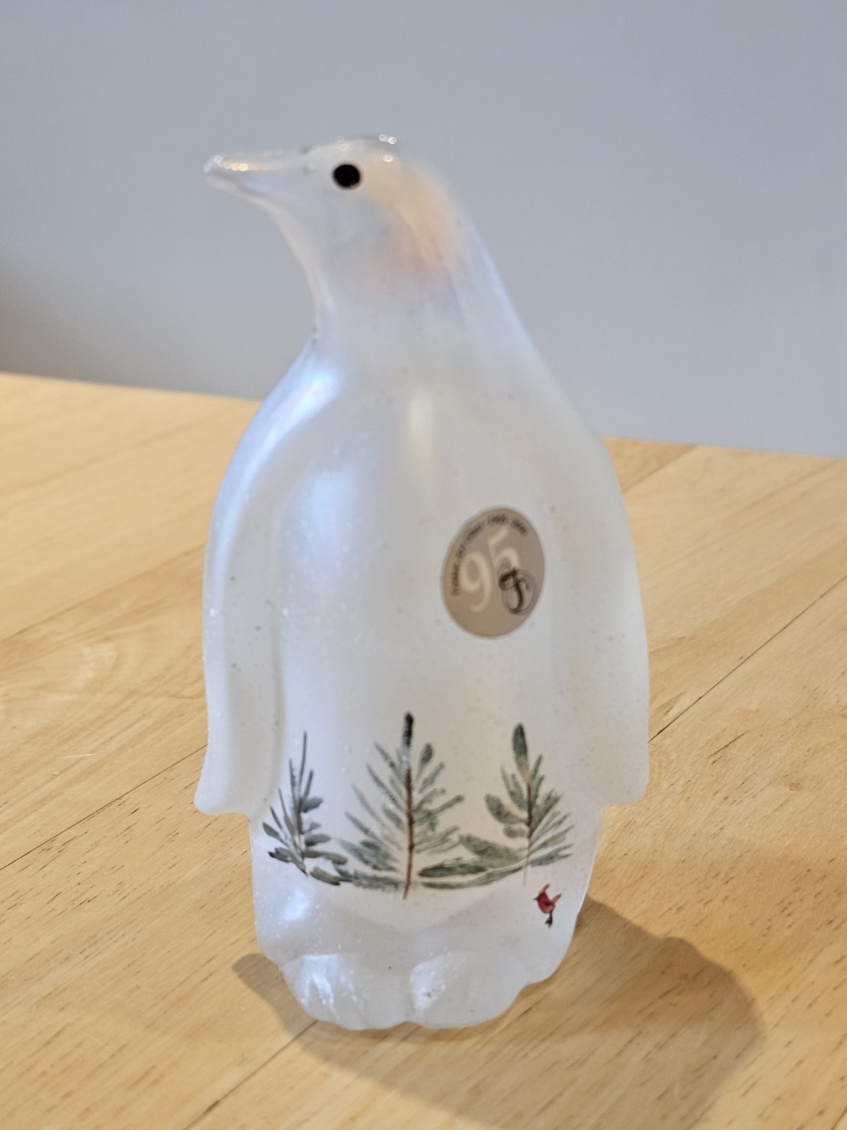Fenton Hand-Painted Art Glass Penguin – Woodland Frost on Iridescent Glass