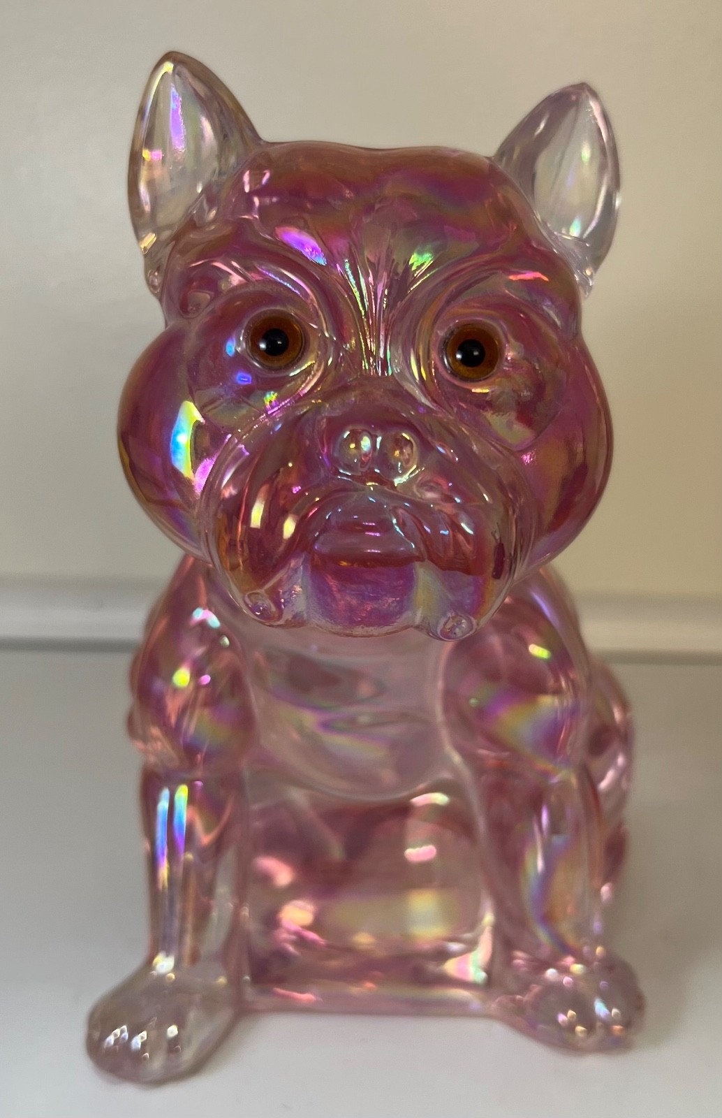 Westmoreland Mold Glass – Clear Pink French Bulldog Large Figurine – Free Ship