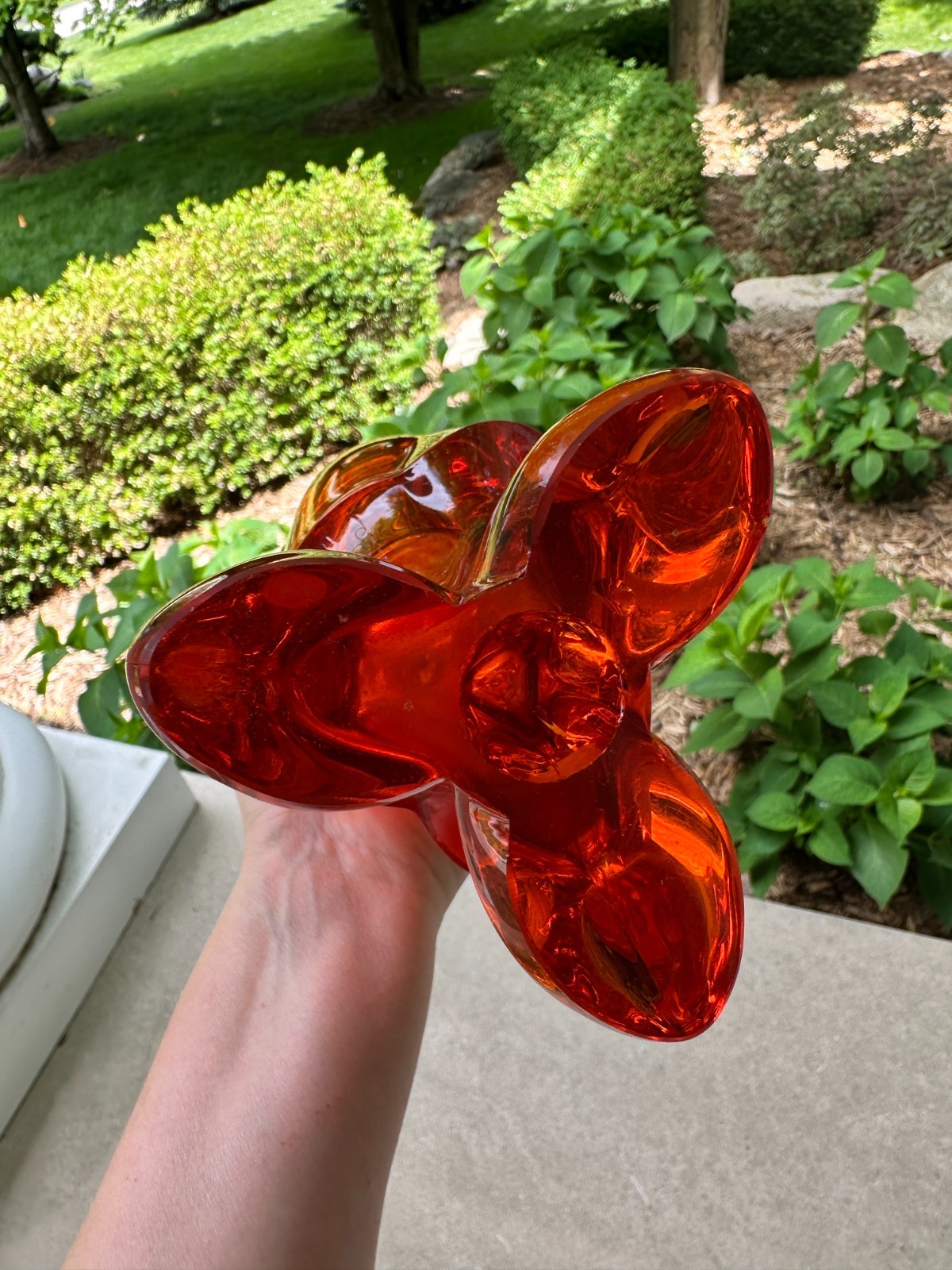 MCM Viking Swung Glass Vase 3 Foil Toe Footed 24” Persimmon Orange 1960s
