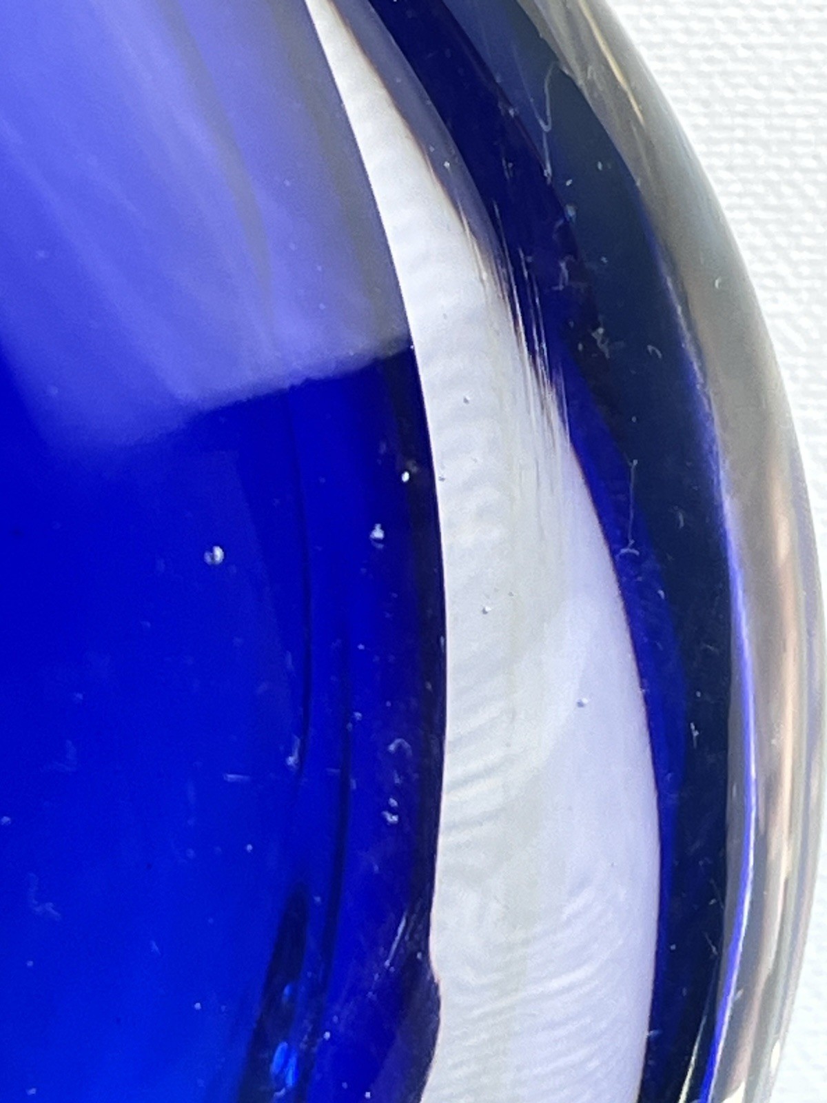 Murano MCM Glass Blue Clear Teardrop Vase 10.5”