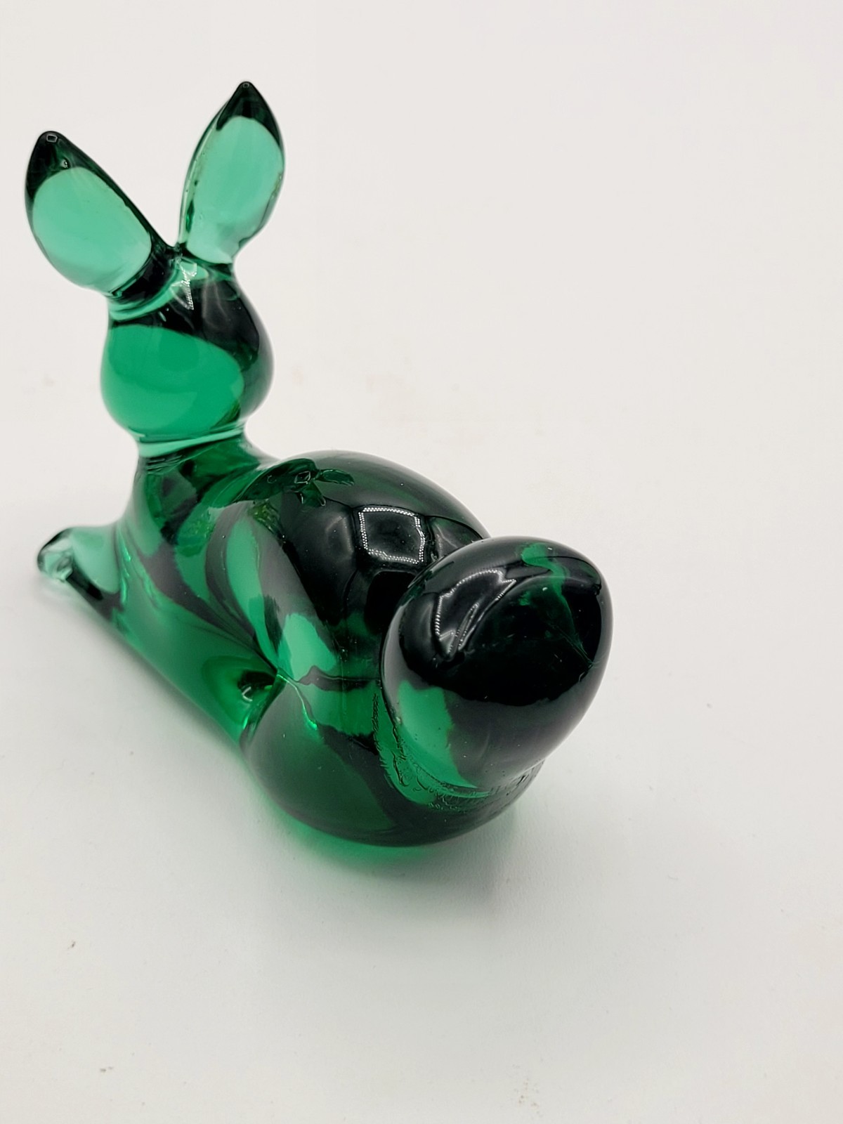 Williamsburg Glass Company Sage Green Teal Art Glass Rabbit Figurine