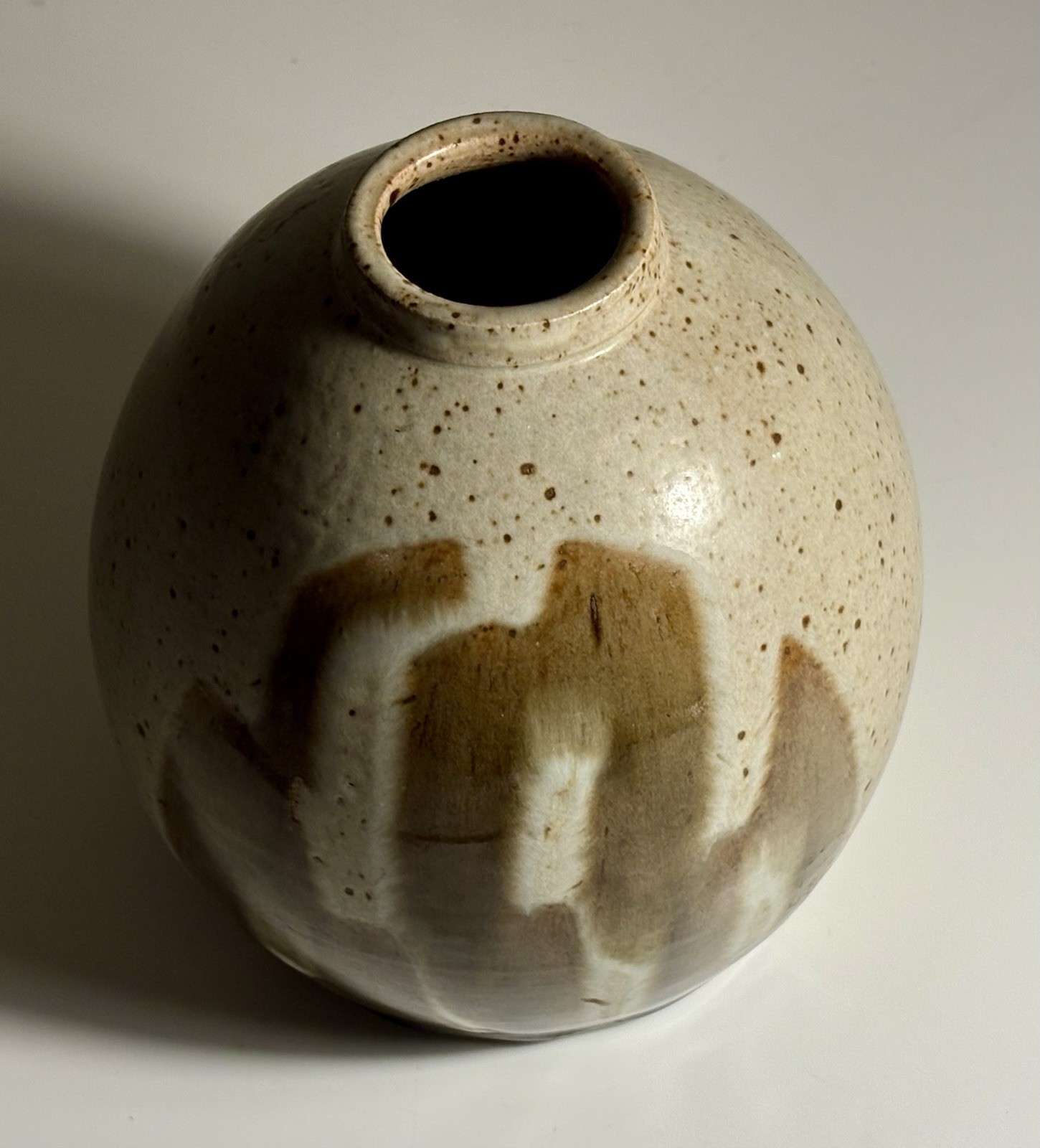 Exceptional MCM Studio Pottery Vase Abstract Glaze Artist Signed Dated 1981