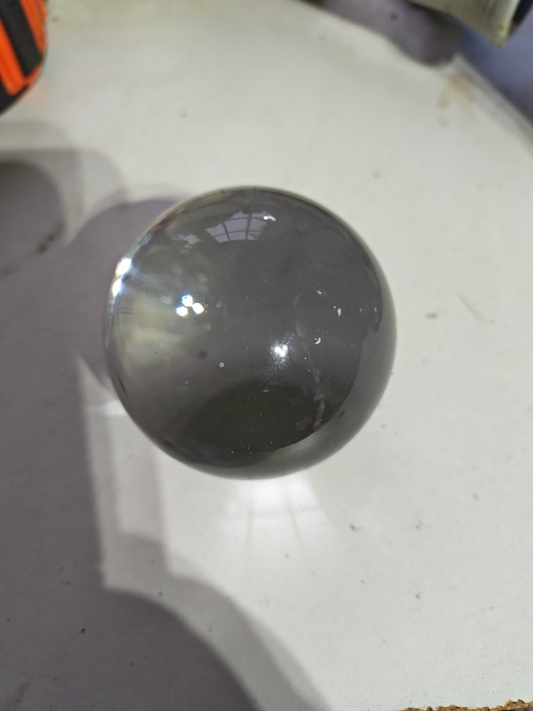 Vintage 2 1/2” Glass “Crystal” Ball One Flat Side Bubbles In Glass