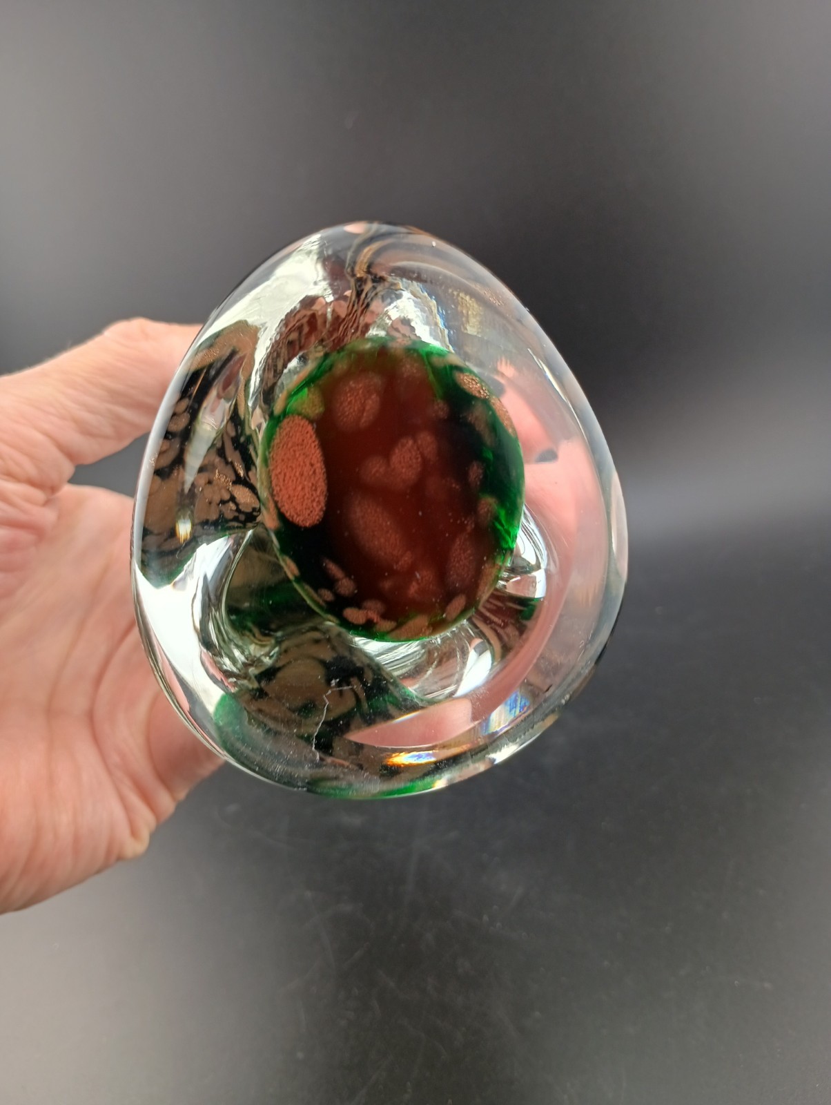 Venetian Art Glass Praying Madonna 10″ Brilliant Green Gold Original Italy Tag