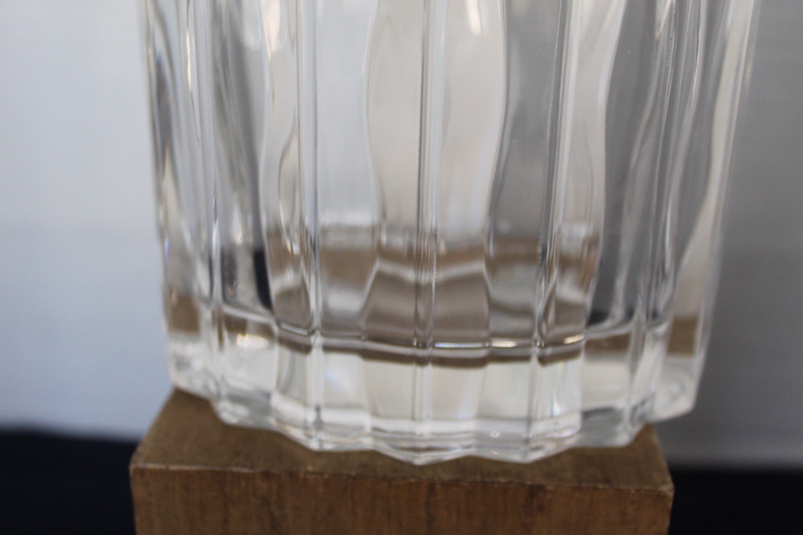 Vintage Crystal oval Wavy Ribbed Ripple vase heavy 8.5 inches Tall