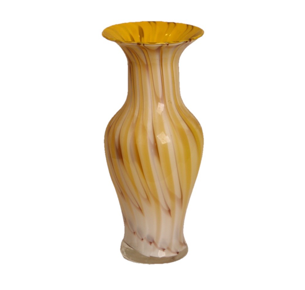 12 Mouth Blown Vintage Art Glass Vase Swirl Pattern, Murano Style – HAPPY YELLOW
