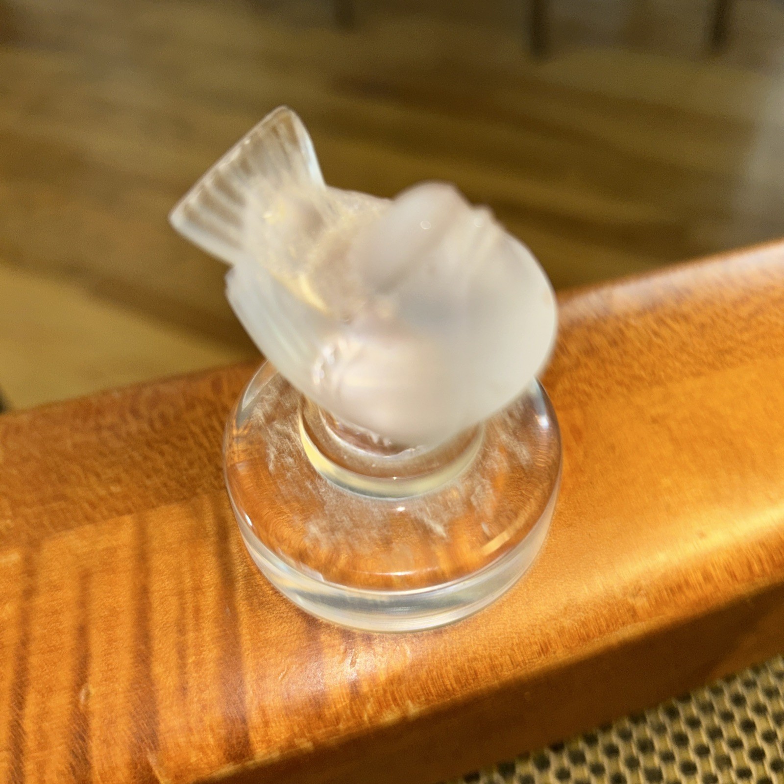 Lalique Frosted Baby Sparrow on a Pedestal,