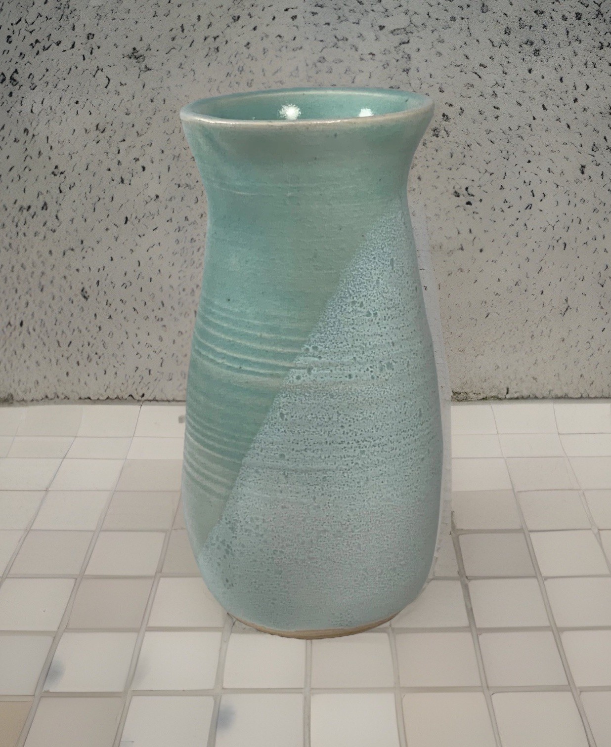 Vintage Robins Egg Blue Art Pottery Vase Signed 6.25″