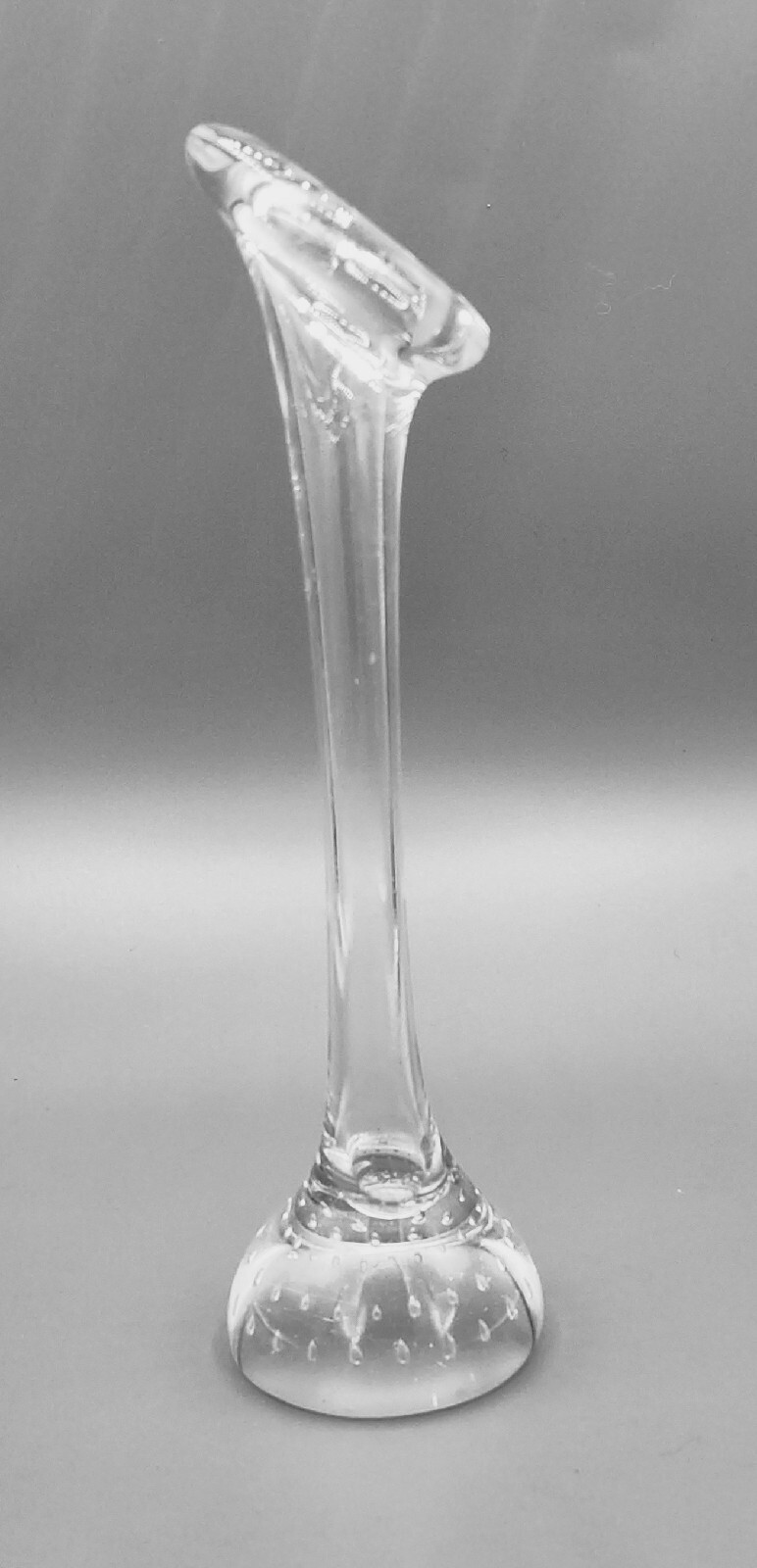 VTG Aseda Glasbruk Clear Glass Jack in Pulpit 9.25” Bud Vase Bullicante Swedish