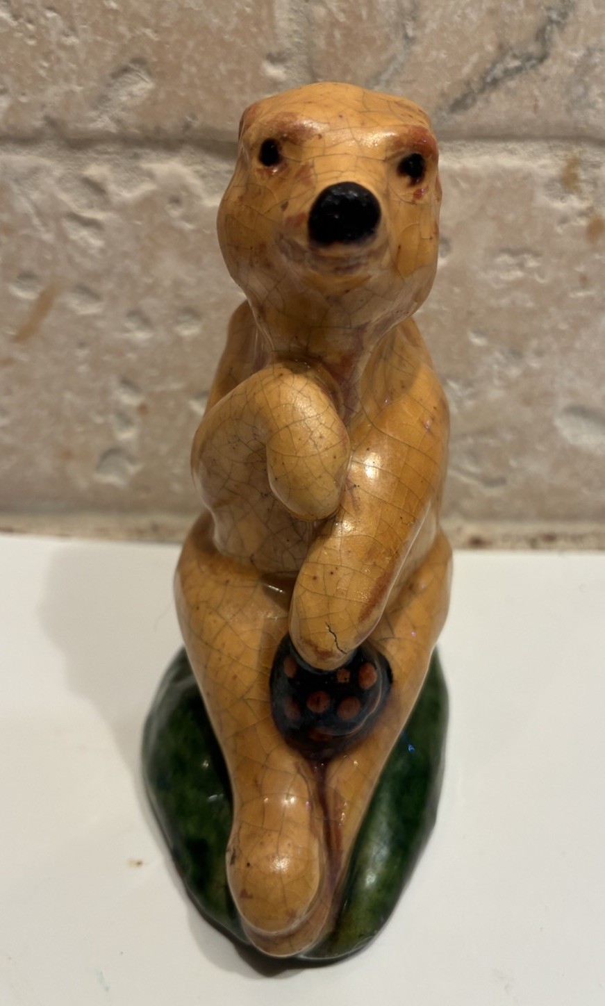Vintage Mary Spellmire Shooner Folk Art Bear Figurine Redware Clay Pottery