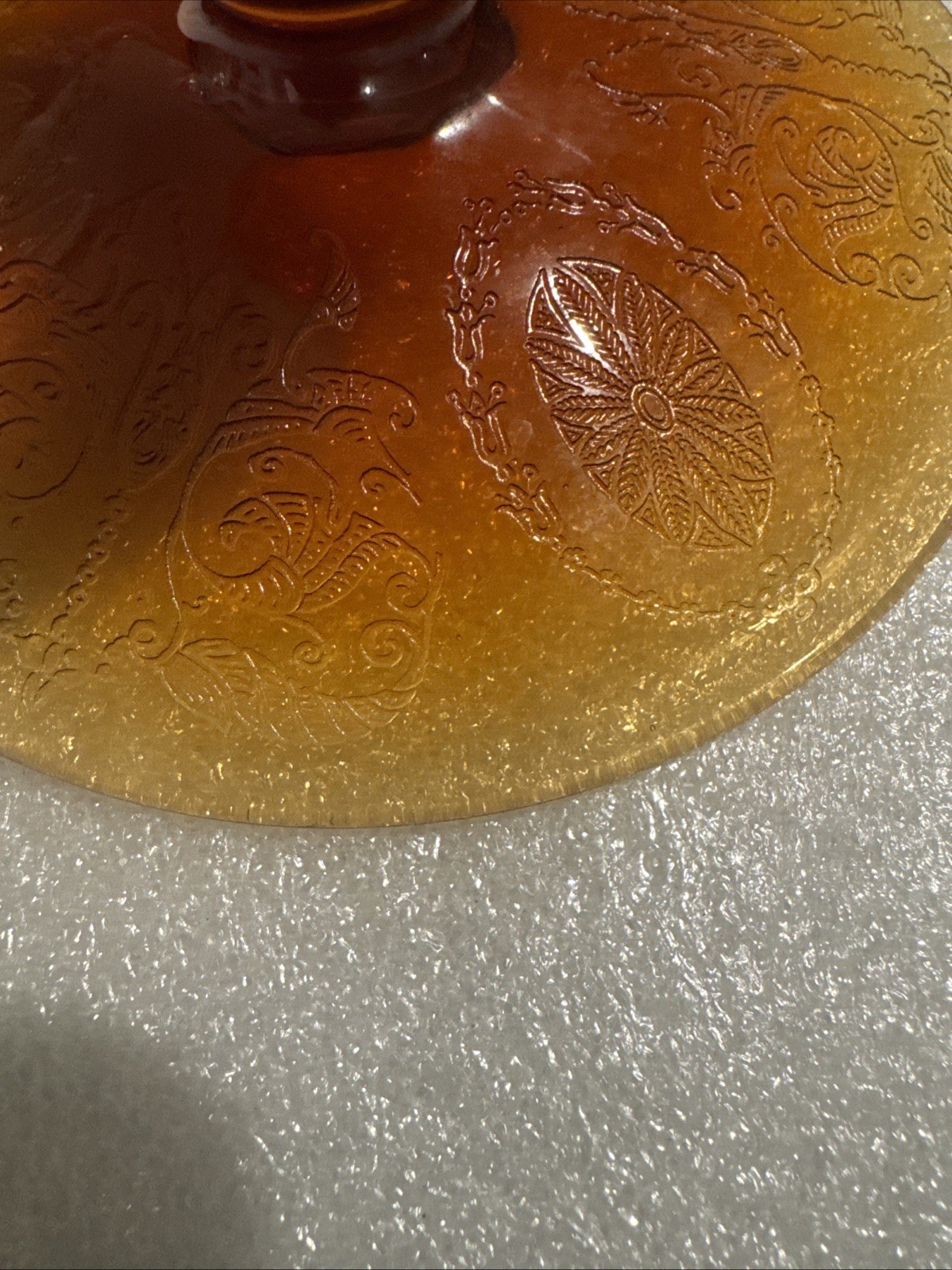 Cambridge Glass Amber Candleholder Magestic Mid Century Made in USA 4.25″ x 2.25
