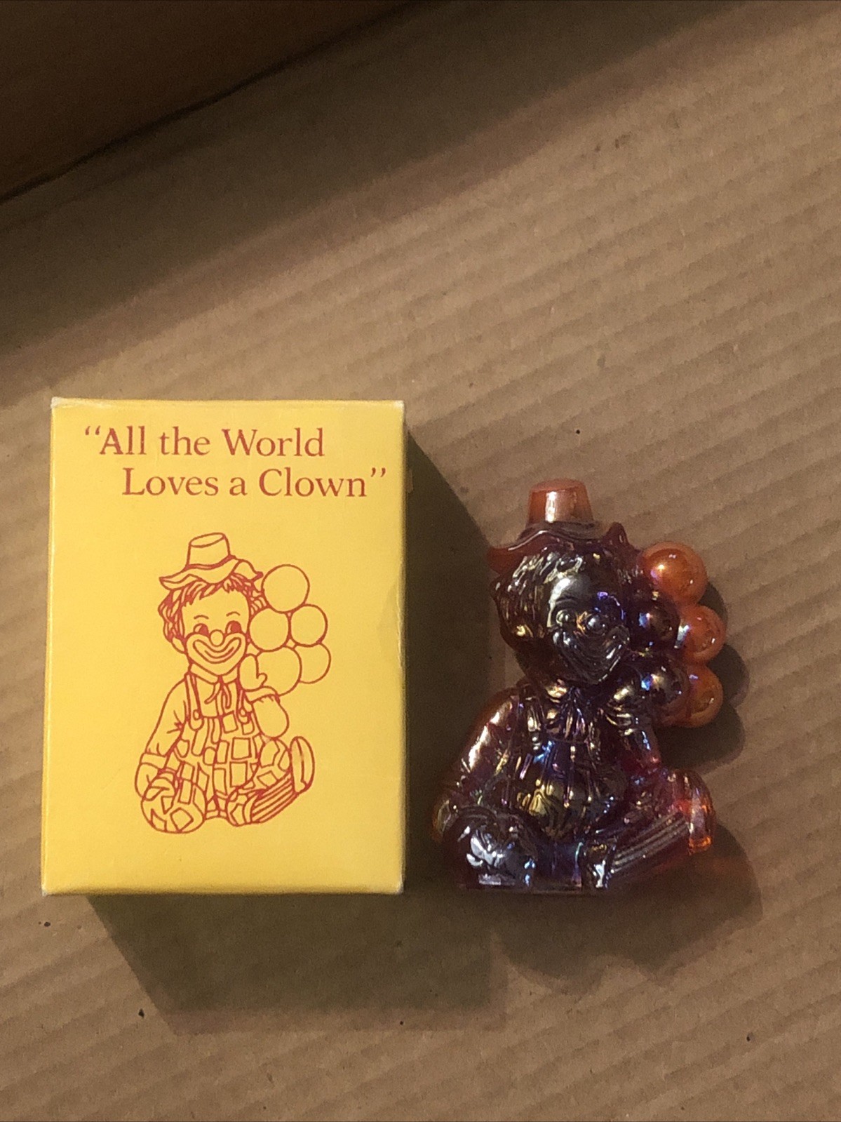Mosser Carnival Glass Daisy “All The World Loves A Clown” Figure 80s 1981 W/ Box