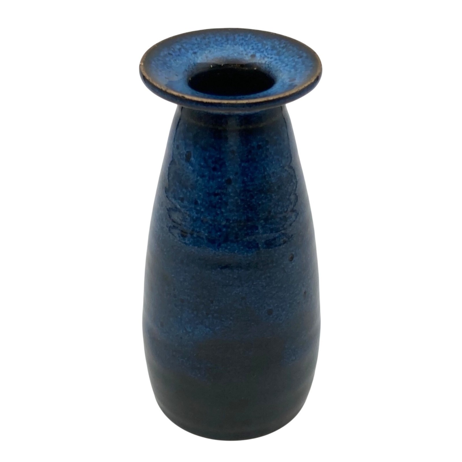 Studio Art Pottery 5″ Bud Vase Cobalt Blue Glaze Hand Thrown Artist Signed