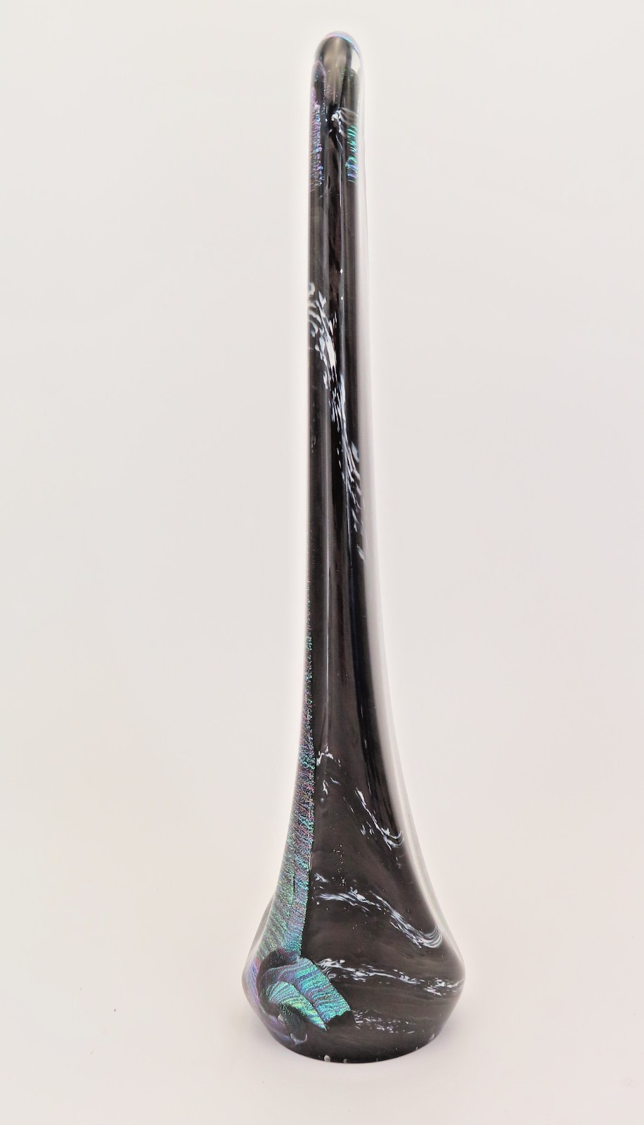 Scott Hartley Art Glass Sculpture Dichroic Peacock Feather Artist Signed 14.5″H