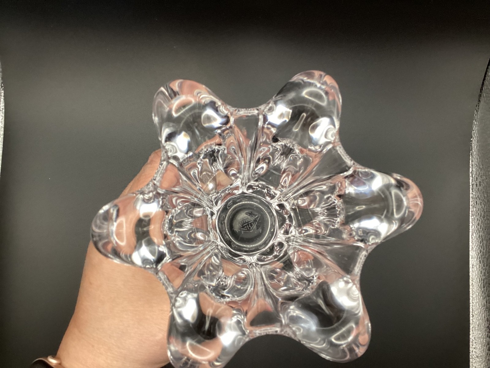 Art Deco Vintage Crystal Cascade Vase by Art Vannes le Châtel, France 5.5”