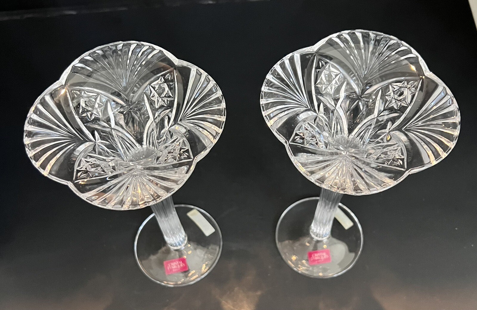 Vtg 2 Cristal D’Arques Paris Vincennes Crystal Chandeliers Candlesticks In Box