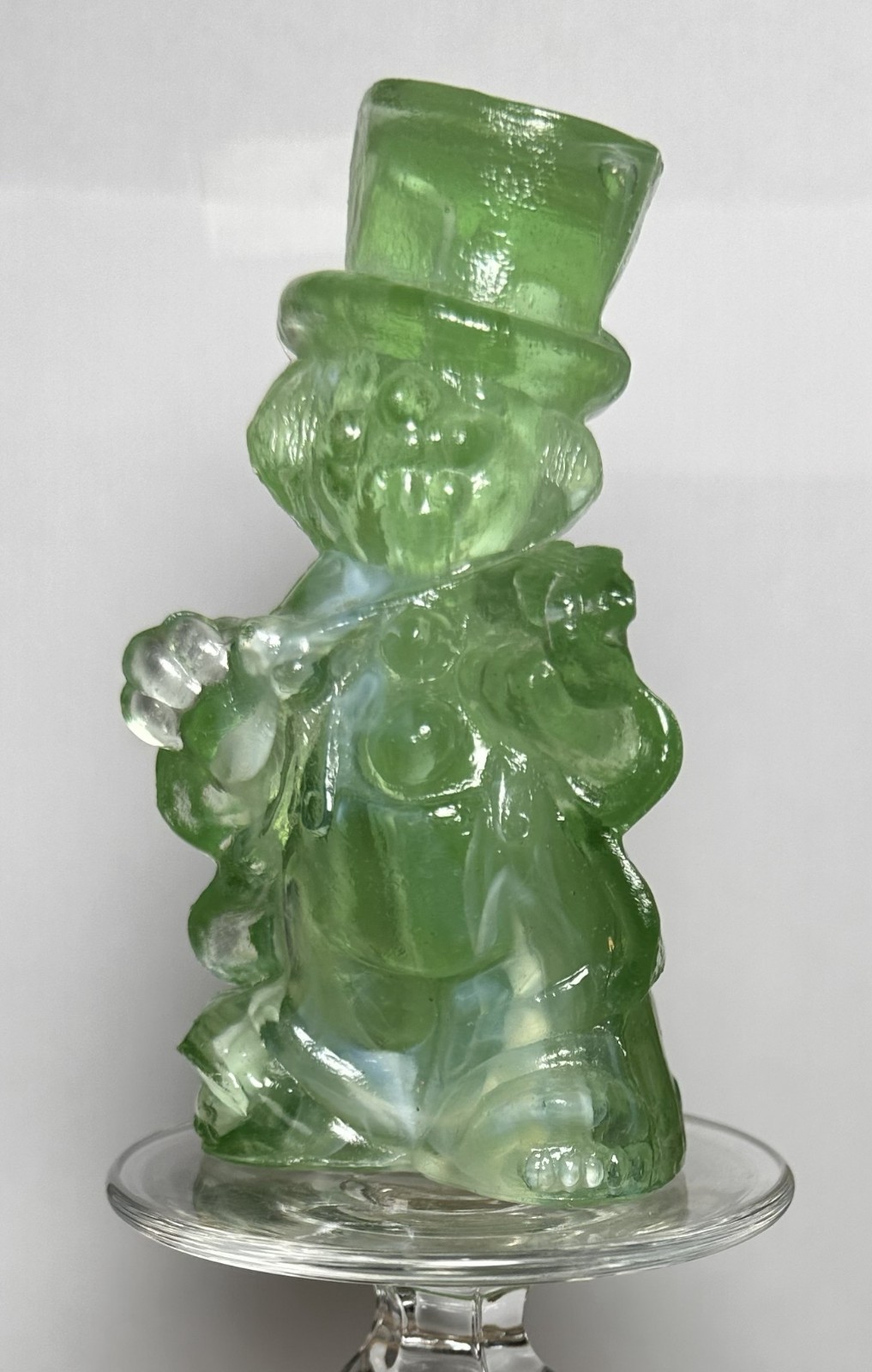 J & B Glass Sammy the Clown Winter Frost GLOWS Solid Glass