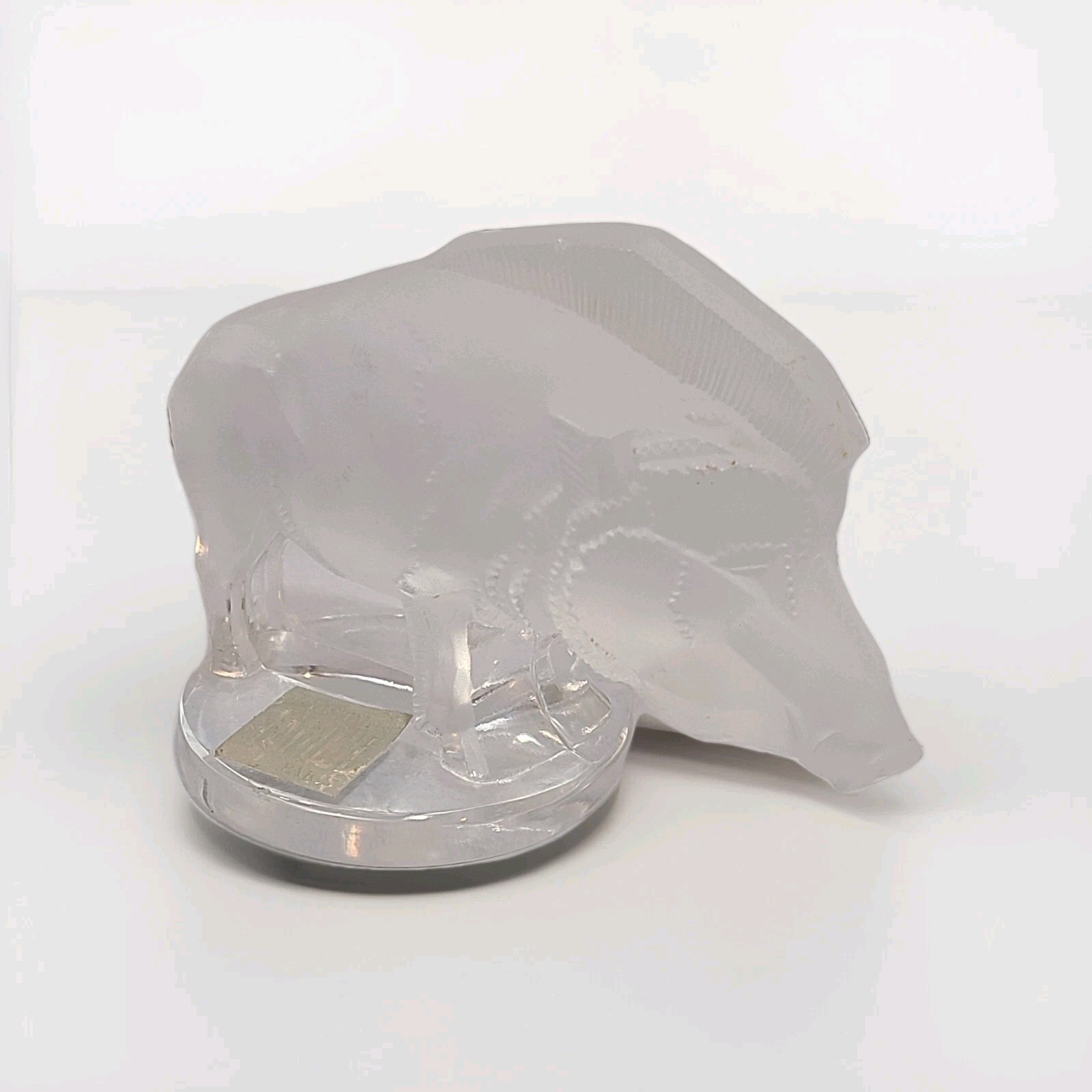Vintage 3.5″ LALIQUE Signed Warthog Wild Boar Pig Razorback Paperweight Figurine