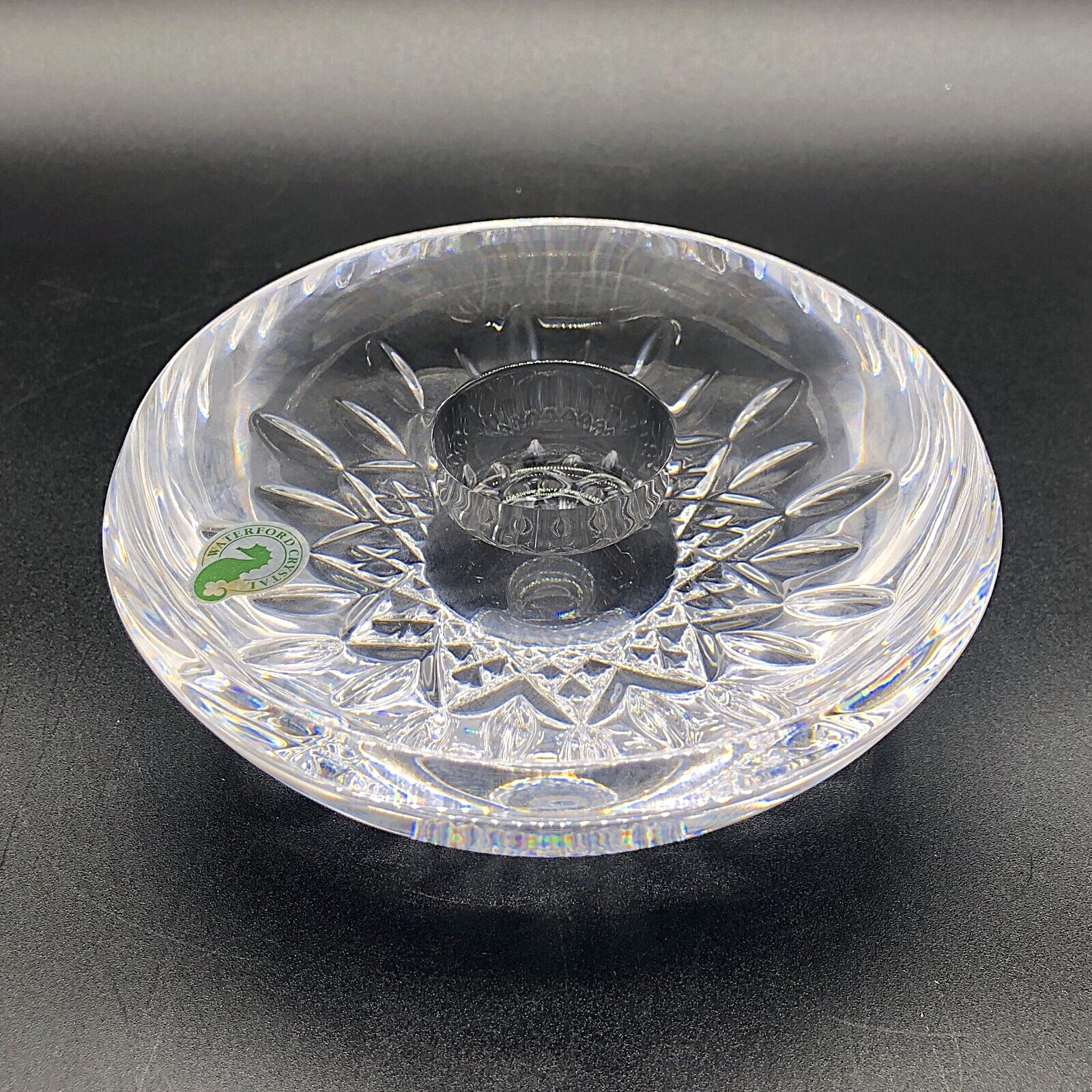 Waterford Crystal Lismore Round Candle Holder for 2 size candles 6″ Wide, 5 lb