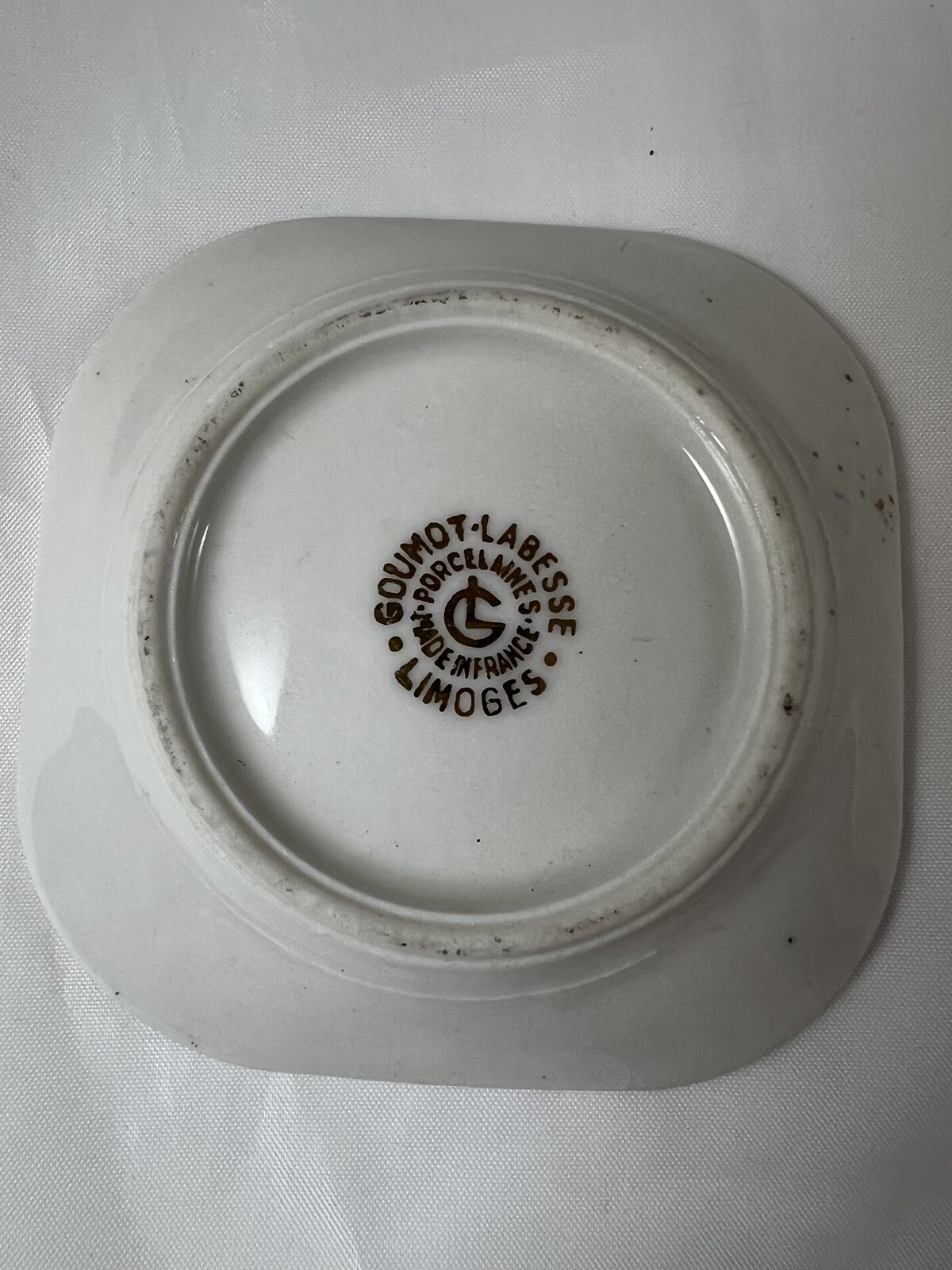 Limoges Trinket Dish Monte Carlo Casino Hand Painted Square Gold Trim Ashtray 3”