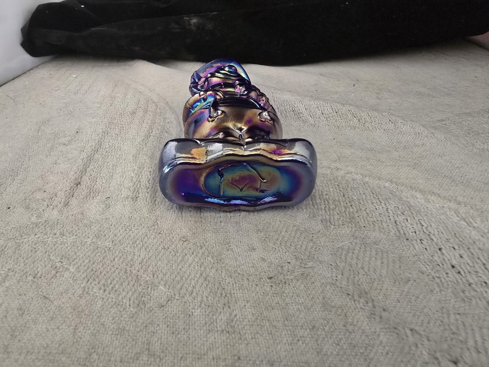 Boyd Iridescent Cobalt Blue Carnival Glass Virgil Two Faced Clown Happy Sad