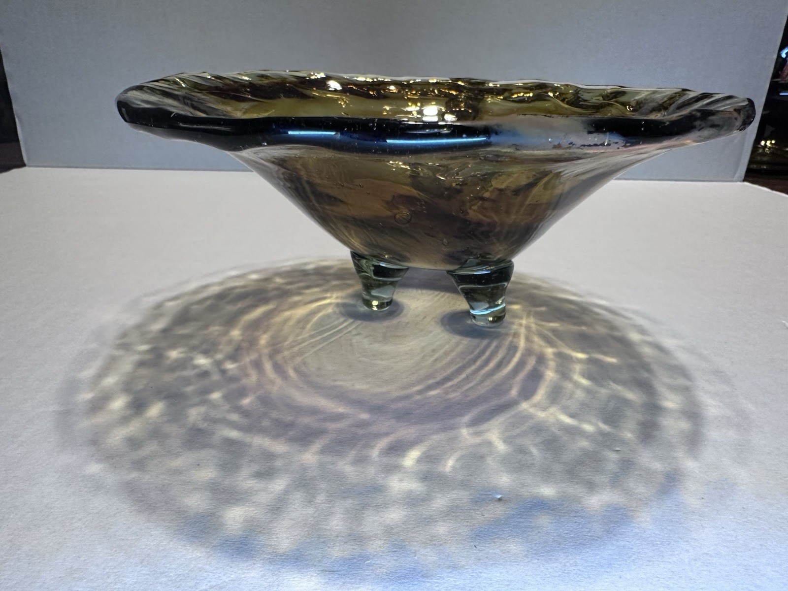 Vintage Mid-Century Modern Hand-Blown Glass Cornucopia Centerpiece Bowl