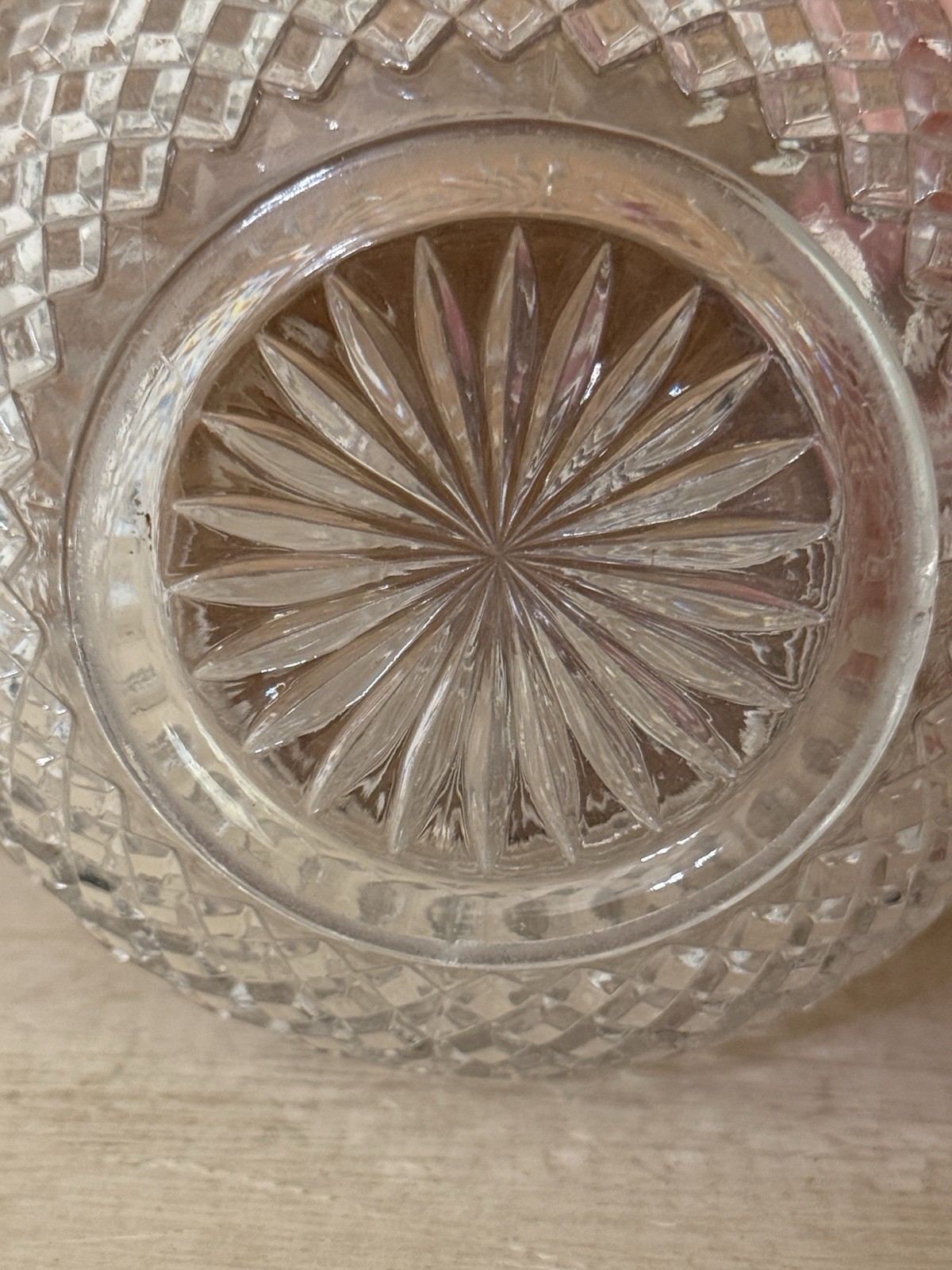 Americana Brilliant Pressed Cut Glass Crystal Rose Bowl Vase Vintage