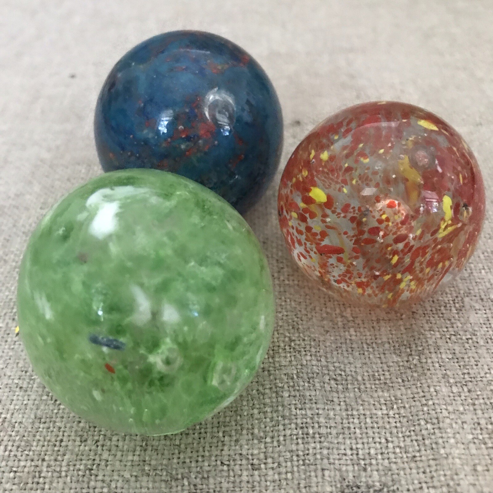 Handblown Art Glass Orbs (3) – Marbles or Paperweights – Colorful Float Style