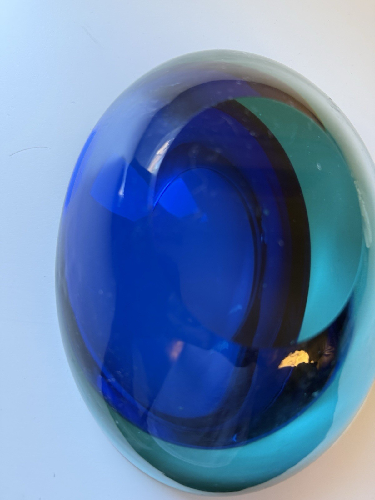 Murano teal and blue asymmetrical geode attributed to da Ros/Cenedese. Large