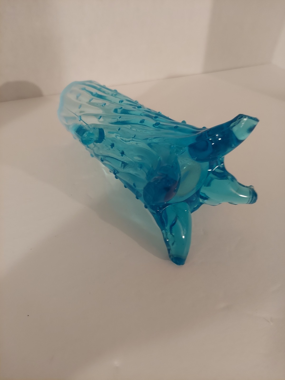 Vintage Northwood Blue Opalescent “Town Pump” trunk vase novelty creamer 1900