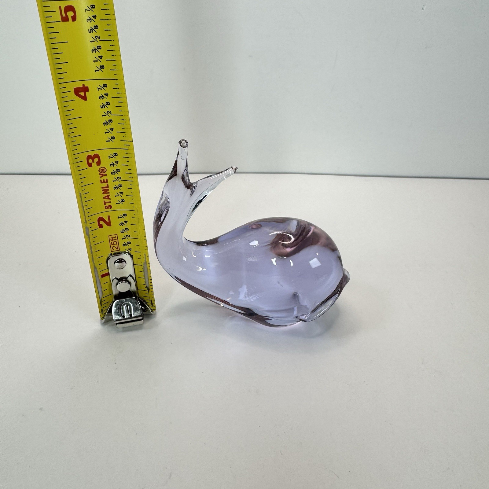 Purple Glass Whale Figurine Paperweight 3.25”x 3.3” Maybe Murano?