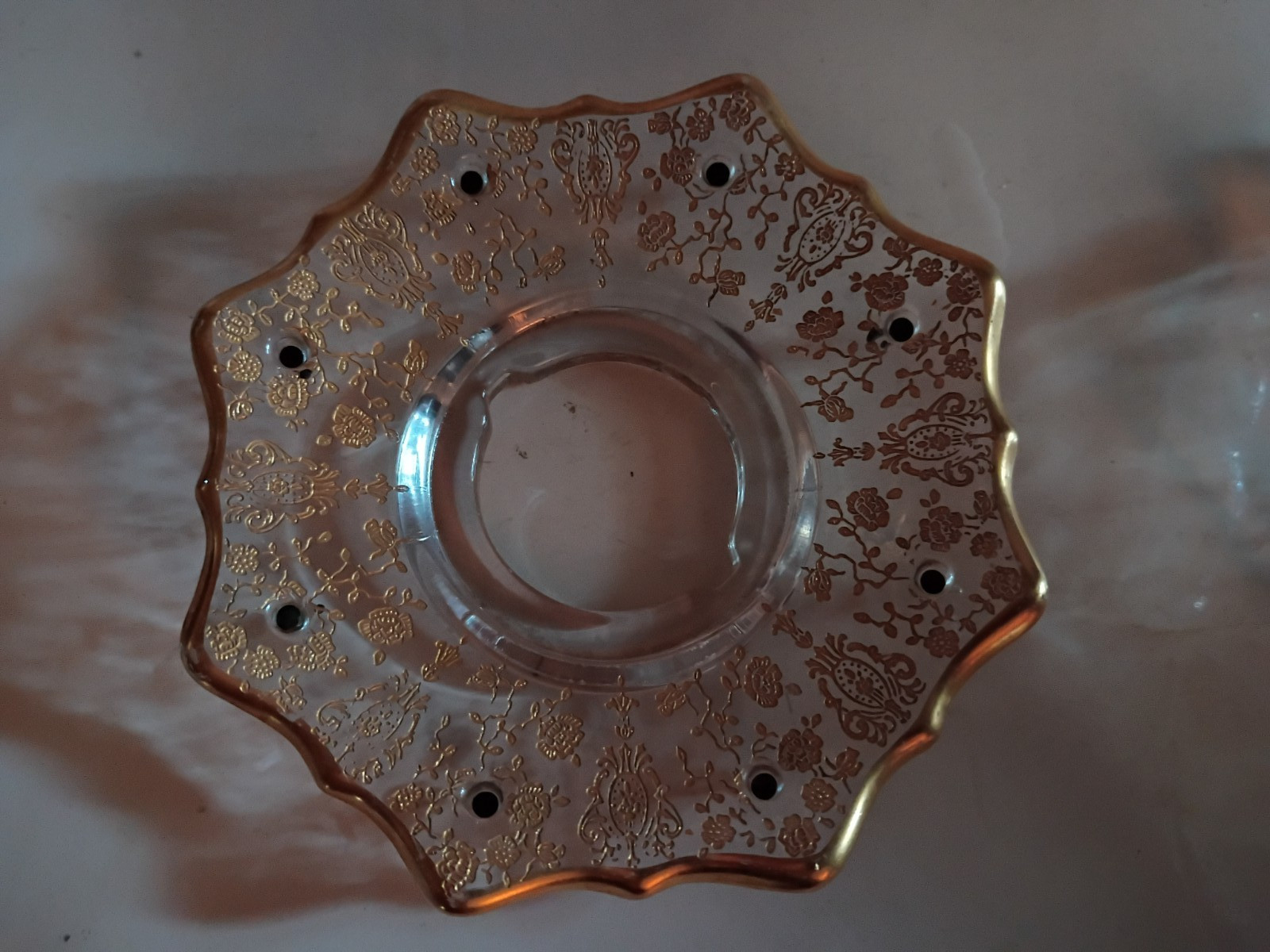 Cambridge BOBECHE ROSE POINT GOLD Encrusted (NO PRISMS) 4.5″ RARE VGC *READ*