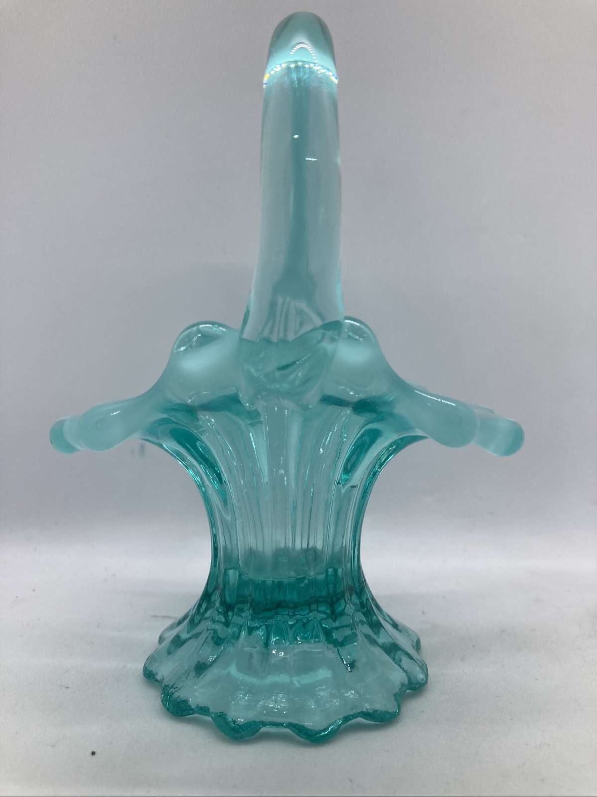 Fenton Art Glass Robins Egg Blue Mini Basket