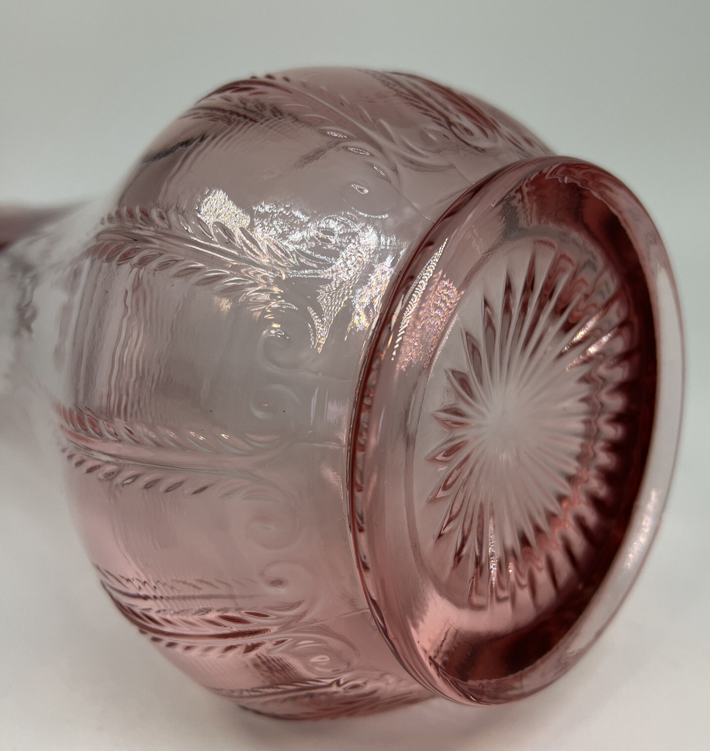 Vintage MCM LE Smith Pink Victoria Fern Scroll Swung Stretch Vase 1960s Rare