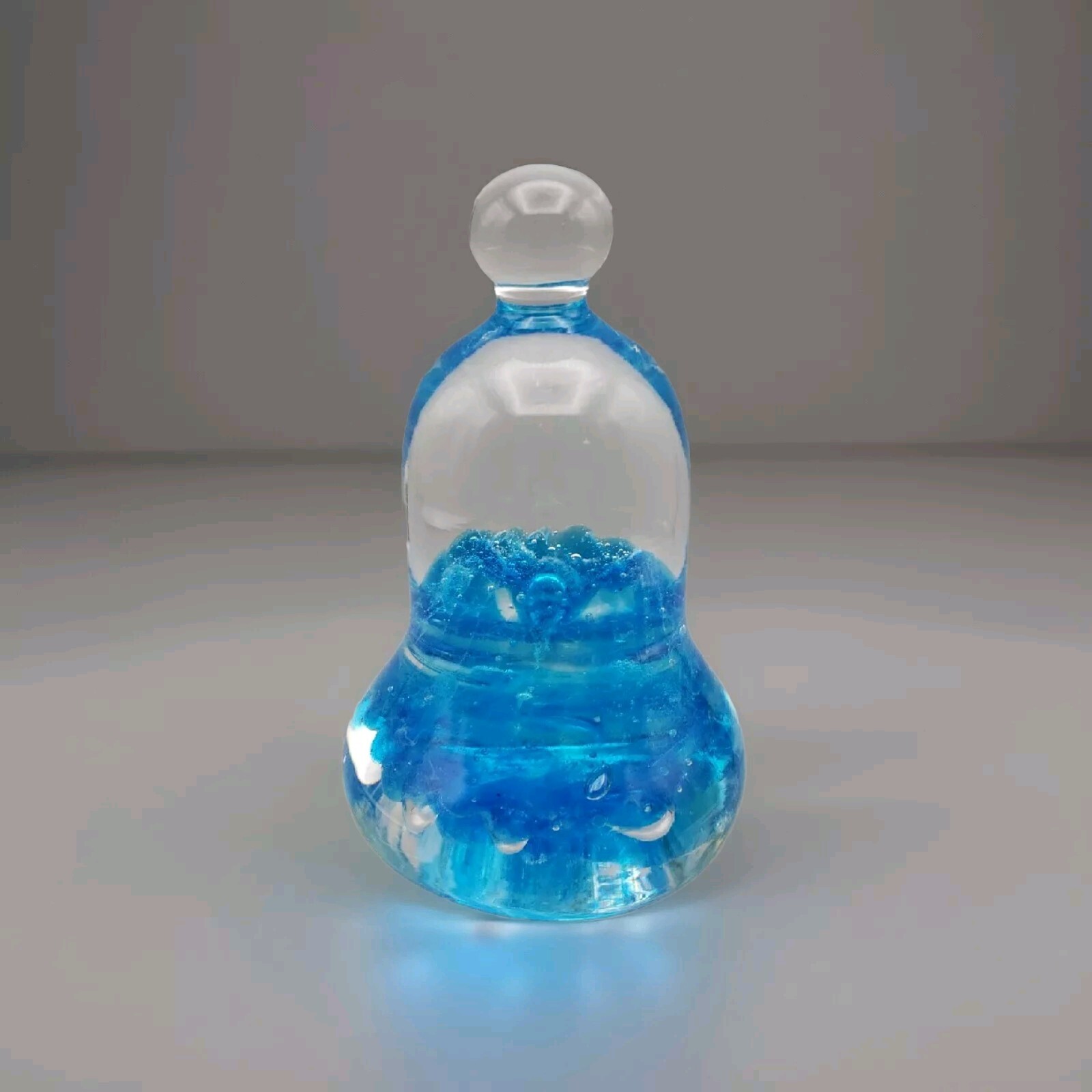 Joe Rice St. Clair Art Glass Bell Shaped Paperweight Aqua Blue Stamped